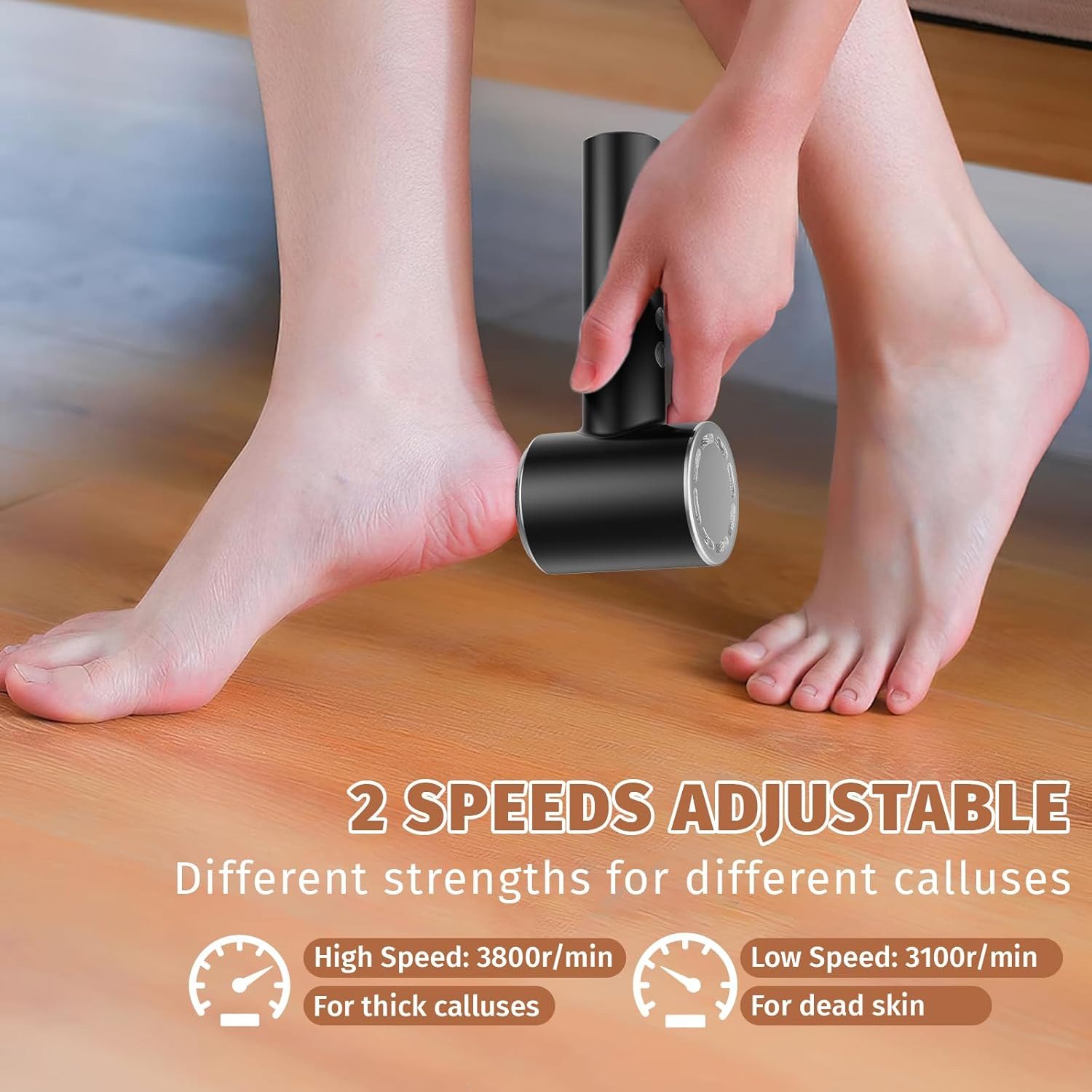 Kityhome Elektrischer Hornhautentferner Hornhautentferner Elektrisch, für Die Fußpflege, Rissige Trockene Haut, mit Vakuumadsorption, 2 Speeds, 4 Köpfe, IPX6 Wasserdicht
