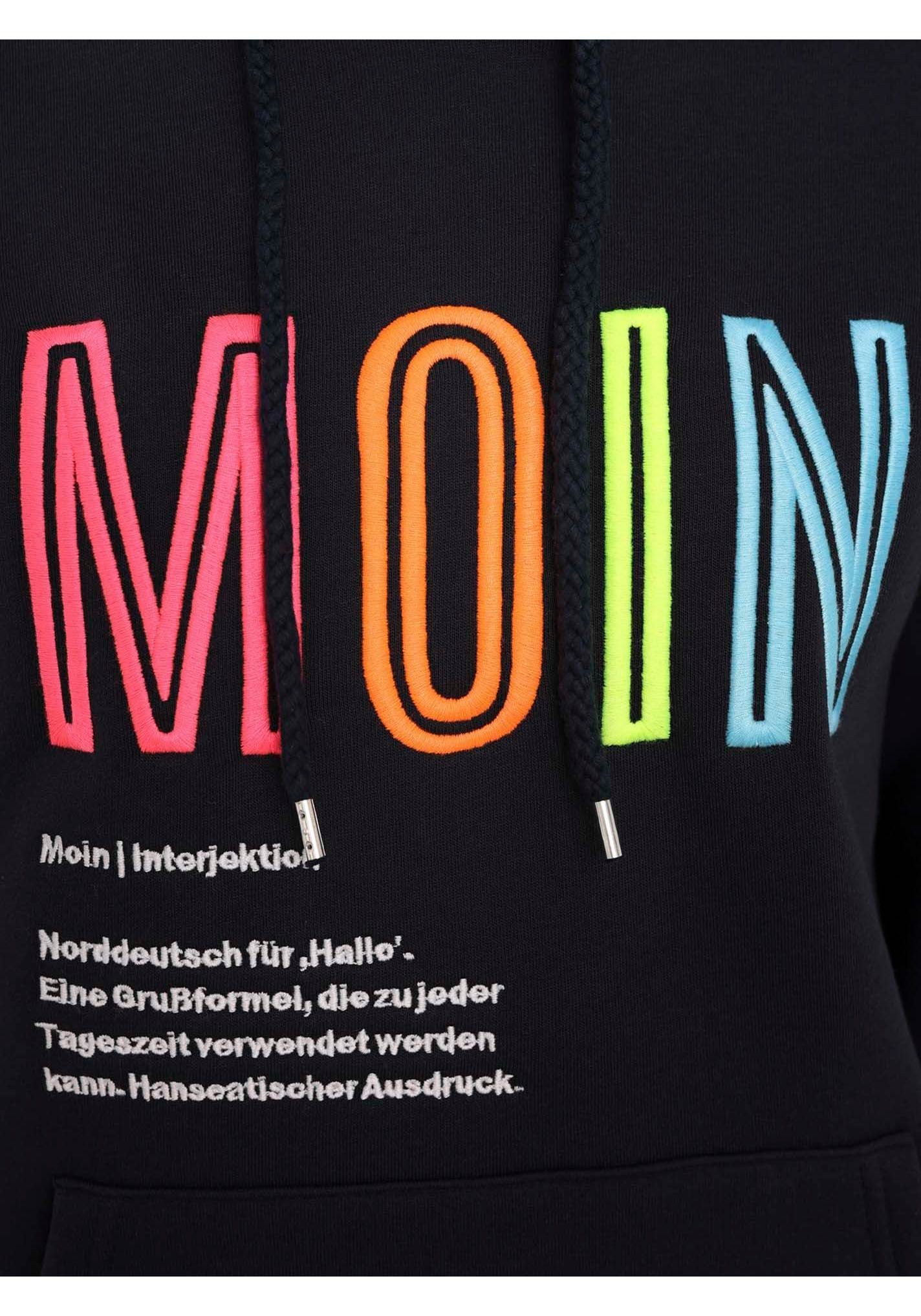 Zwillingsherz Sweatshirt gestickter Schriftzug, Kapuze, Langarm, Kängurutasche, Kordelzug
