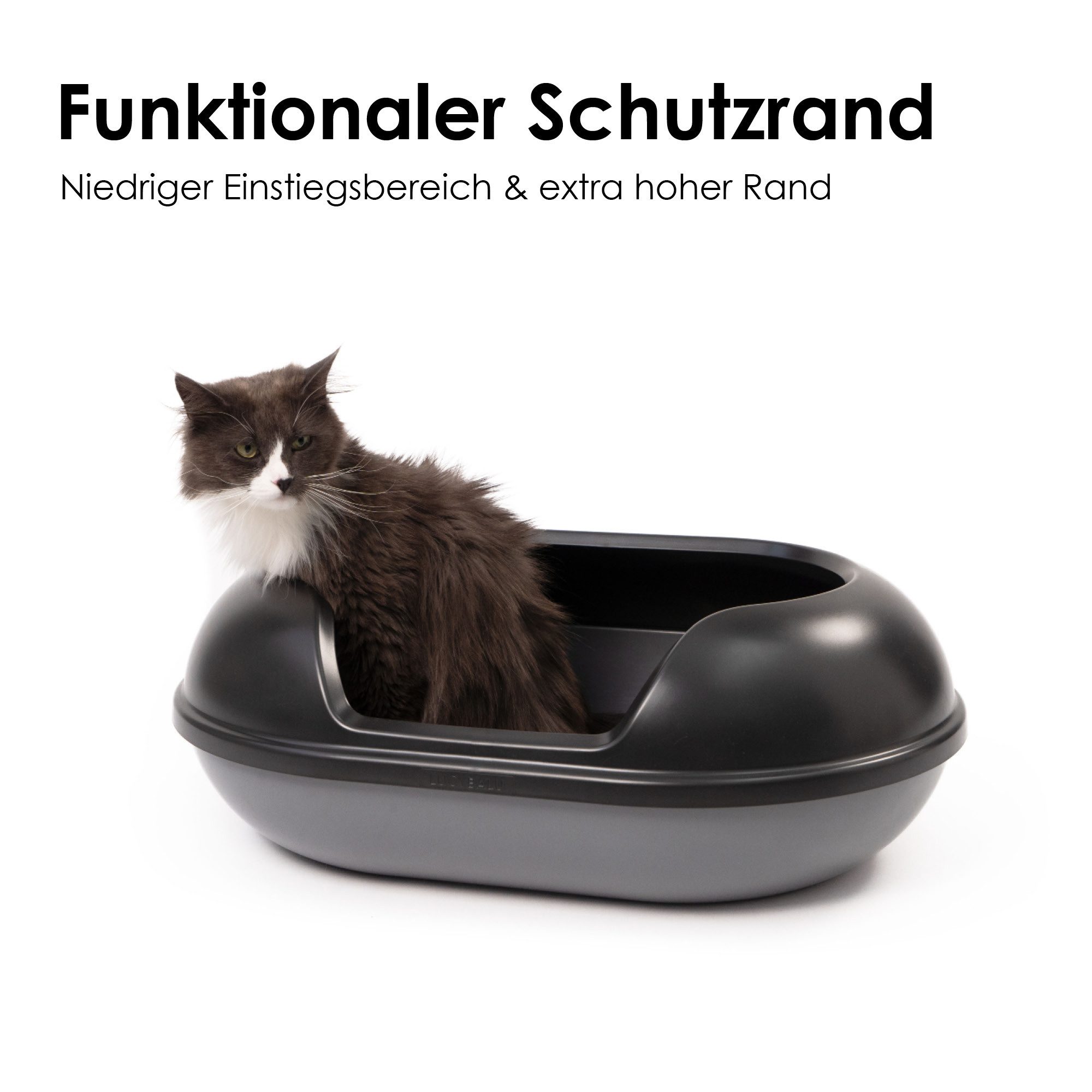 LucyBalu Katzentoilette ARENA Katzenklo mit hohem Rand, große hop-in Katzentoilette