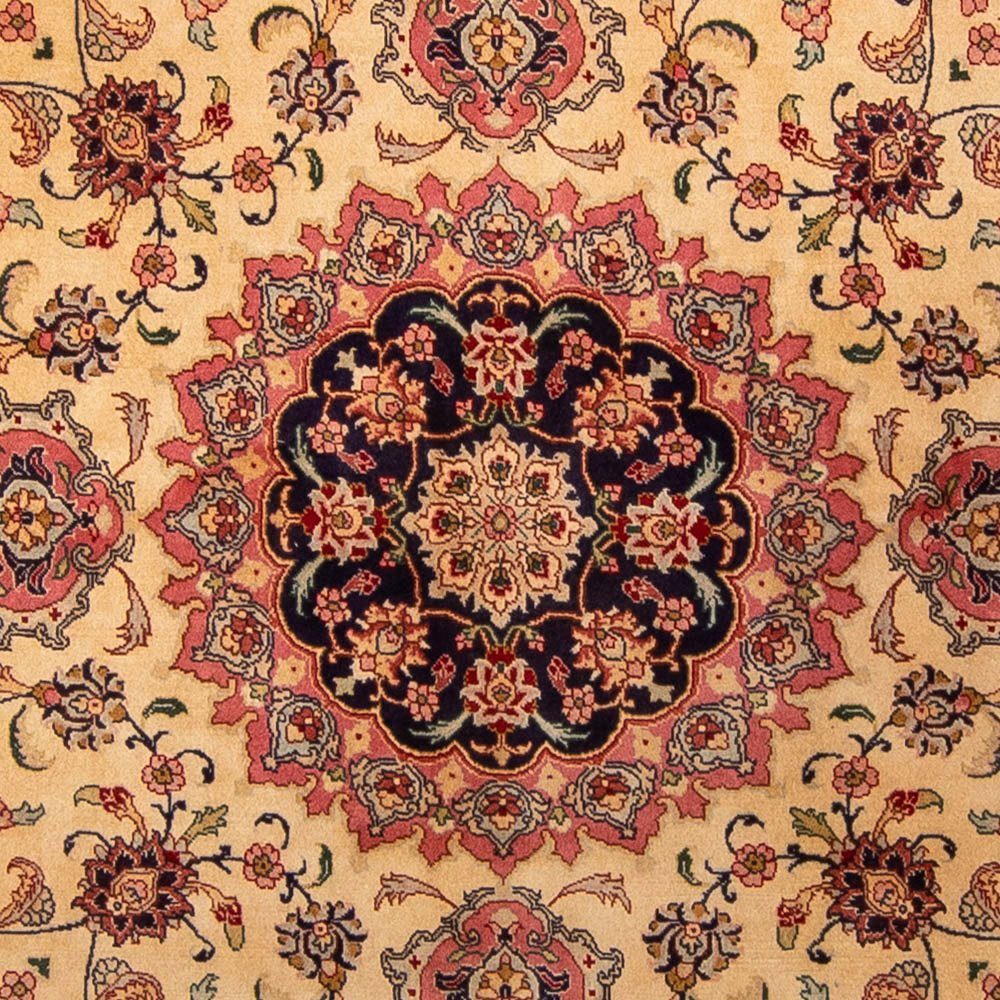 Orientteppich Perser - Täbriz quadratisch mit Handgeknüpft, - morgenland, 10 mm, cm - 250 Einzelstück 244 Höhe: quadratisch, beige, Wohnzimmer, x Zertifikat