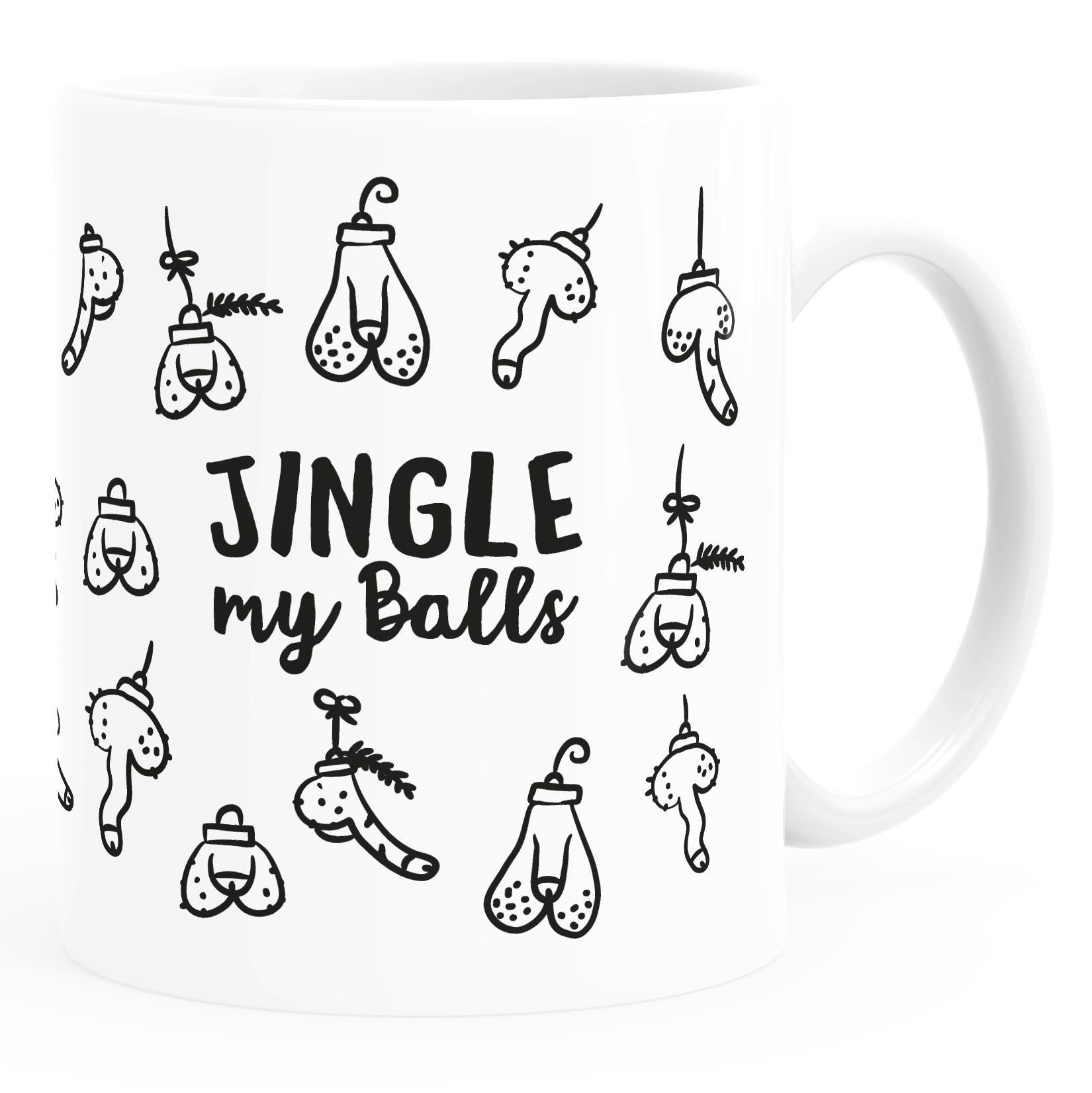 MoonWorks Tasse Kaffee-Tasse Weihnachten lustig Spruch Jingle my Balls Penis-Muster, Keramik