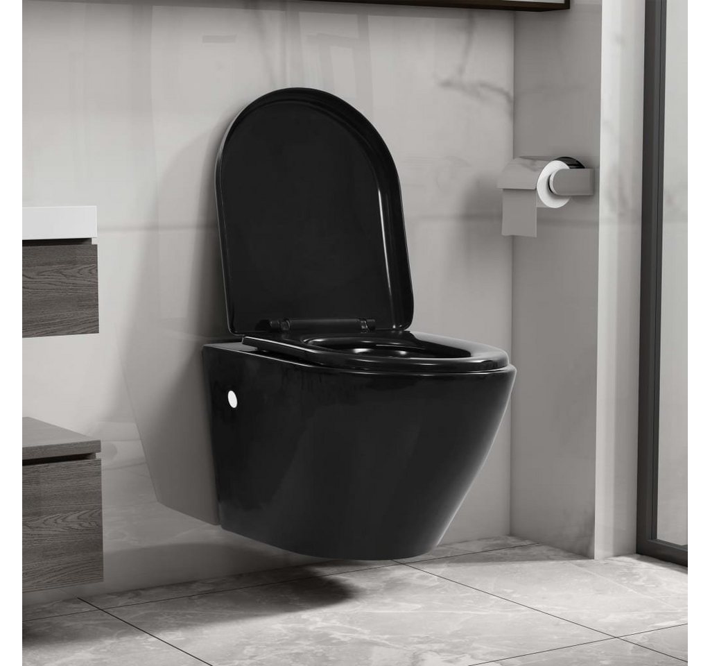 Thumbnail - vidaXL Tiefspül-WC Hänge-Toilette mit Unterputzspülkasten Keramik Schwarz