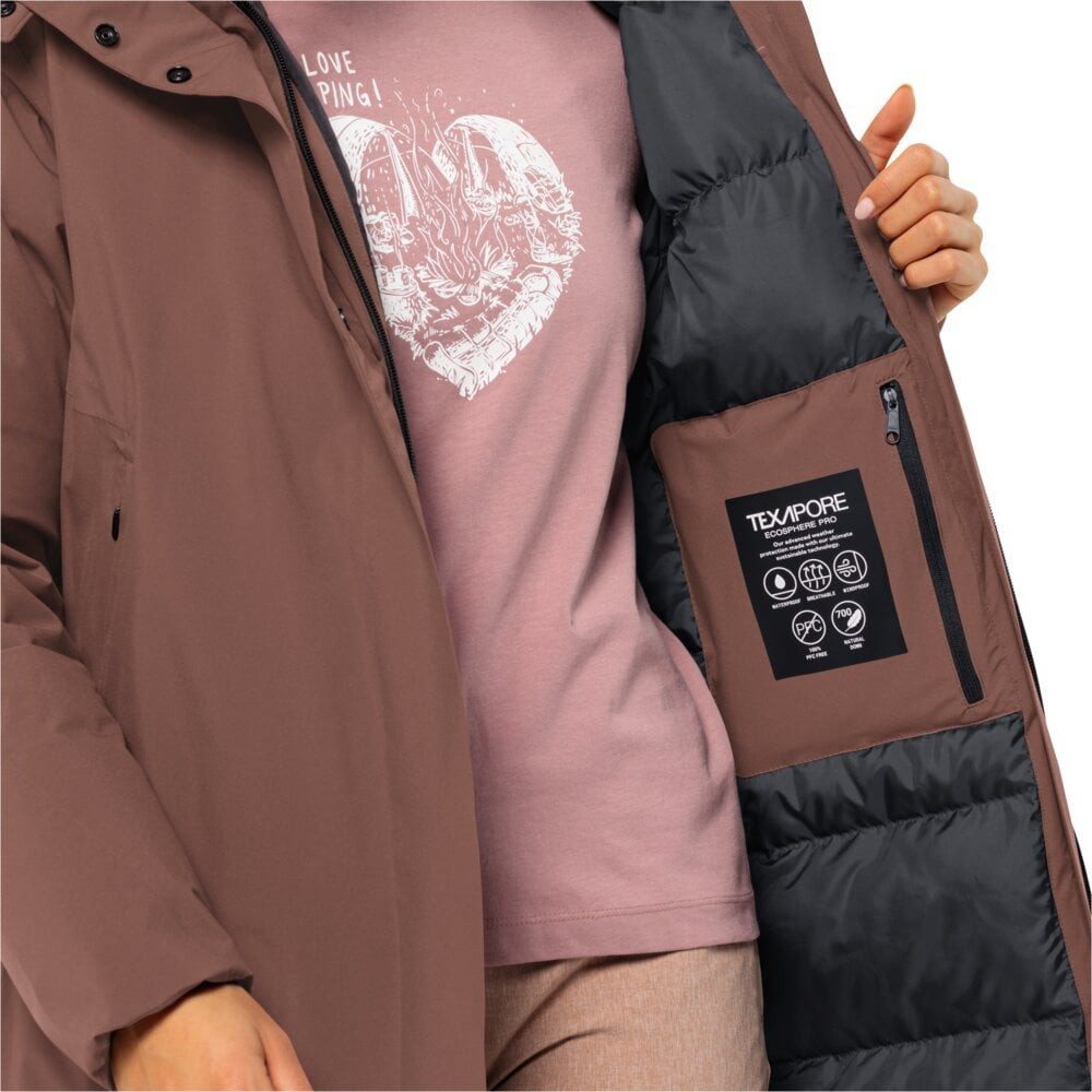 Jack Wolfskin Daunenmantel Luisenplatz Coat (wasserdicht, winddicht) rotbraun Damen