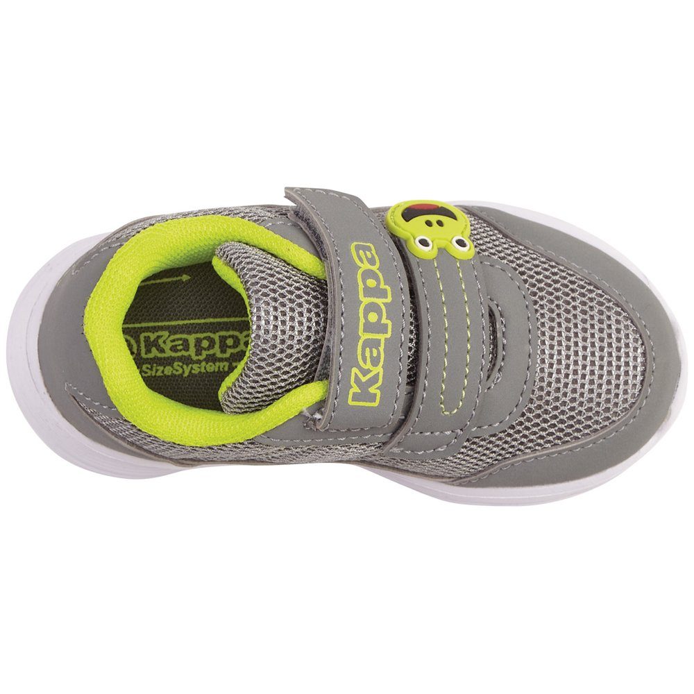 kindgerecht: - niedlichen besonders Tierapplikationen Klettschuh Kappa mit grey-lime