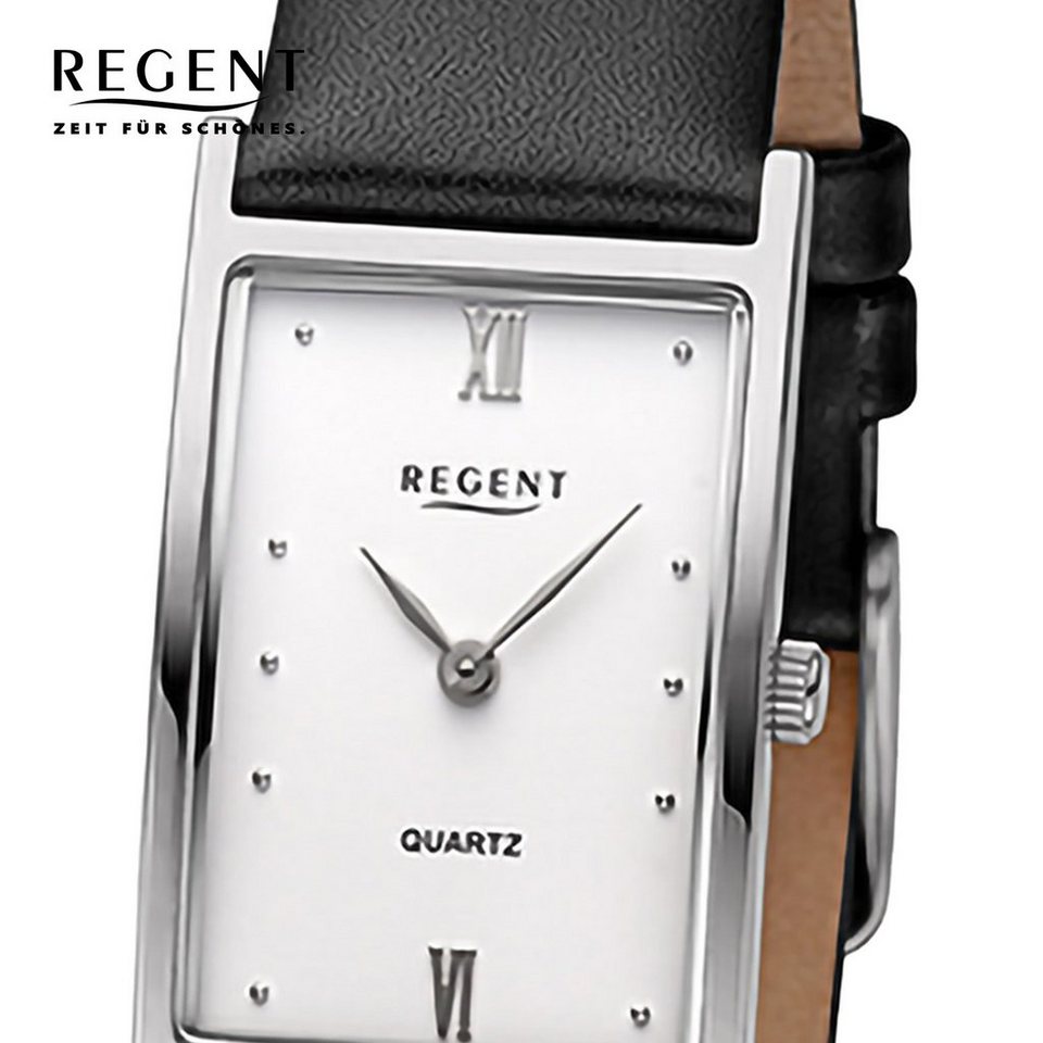 Regent Quarzuhr Regent Damen Armbanduhr Analog, Damen Armbanduhr rund,  extra groß (ca. 21x30mm), Lederarmband, Titangehäuse