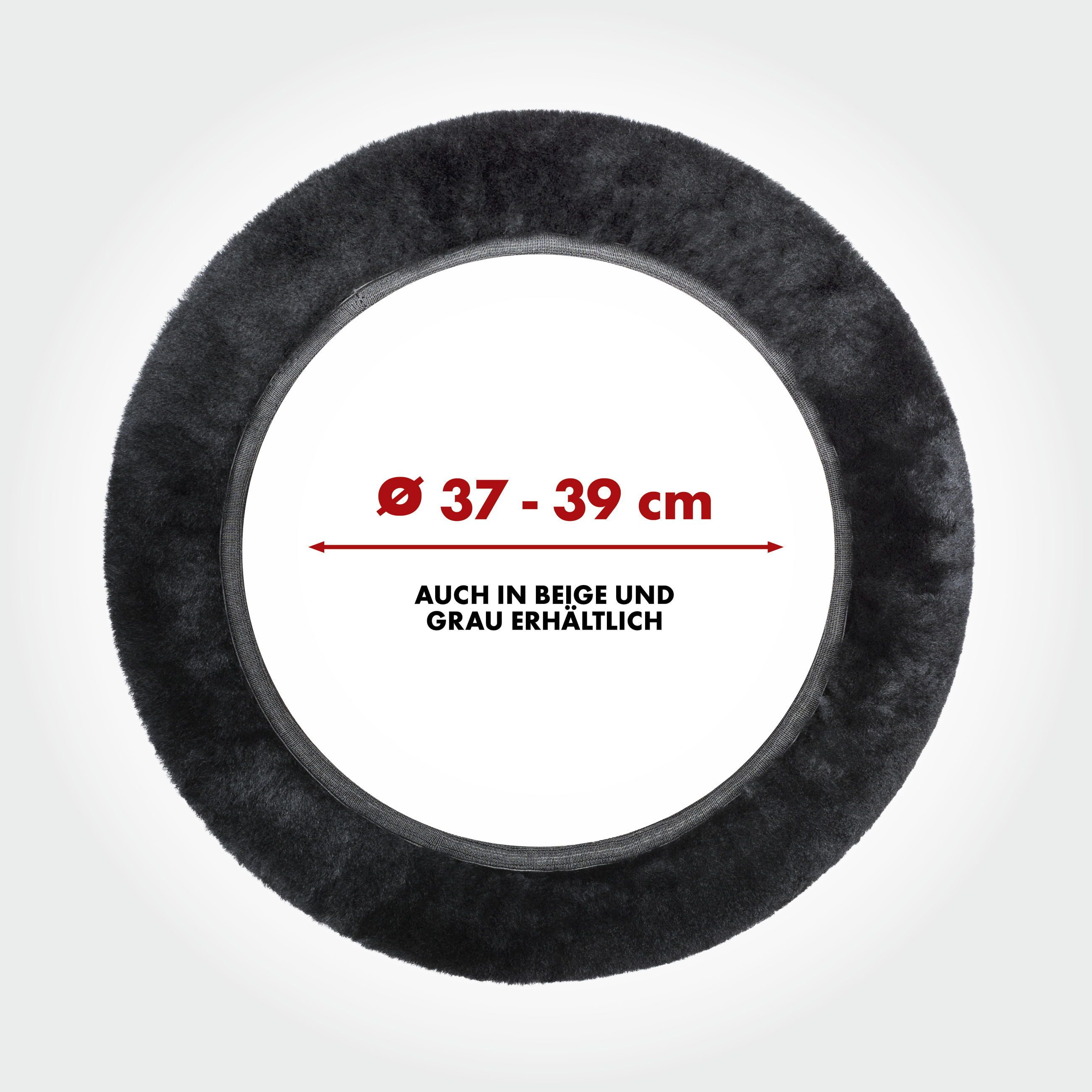 WALSER Car Seat Cover Steering Wheel Cover Lambskin, 1 piece, 1-piece