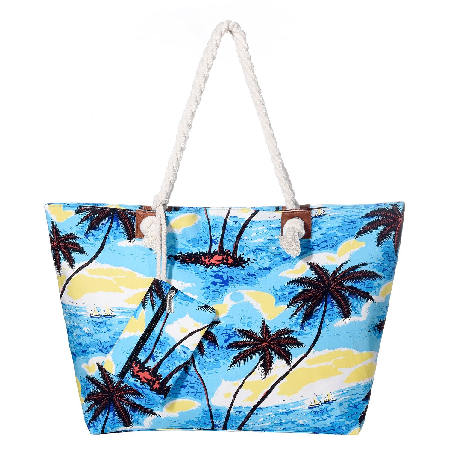Beach life Beutel Tasche Große (2-tlg), kleinem inkl. Shopper Strandtasche DonDon Strandtasche, mit wasserabweisende Reißverschluss,