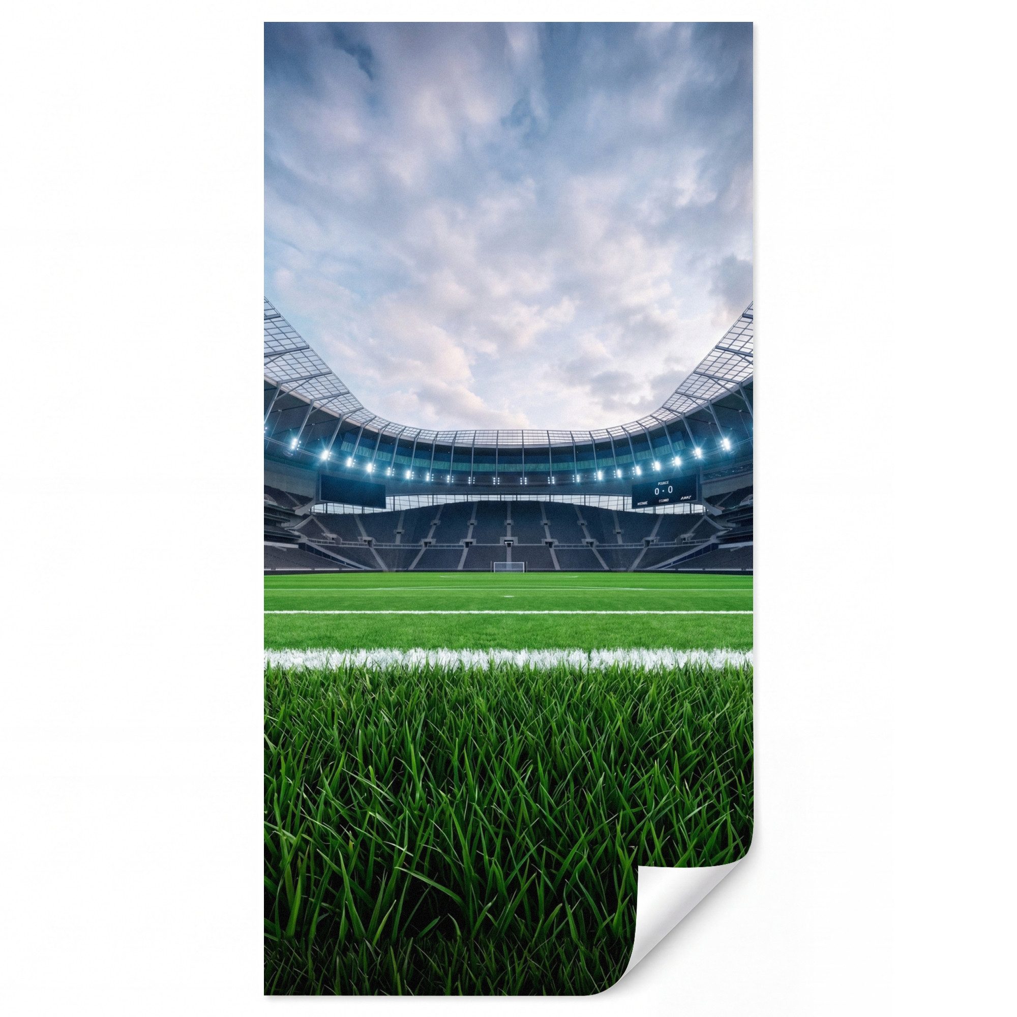 OnlyWow Fototapete Kinderzimmer - Fußball - Stadion - Sport - Grün, Matt, bedruckt, Wandtapete, Schlafzimmer, Wanddekoration 100x220cm