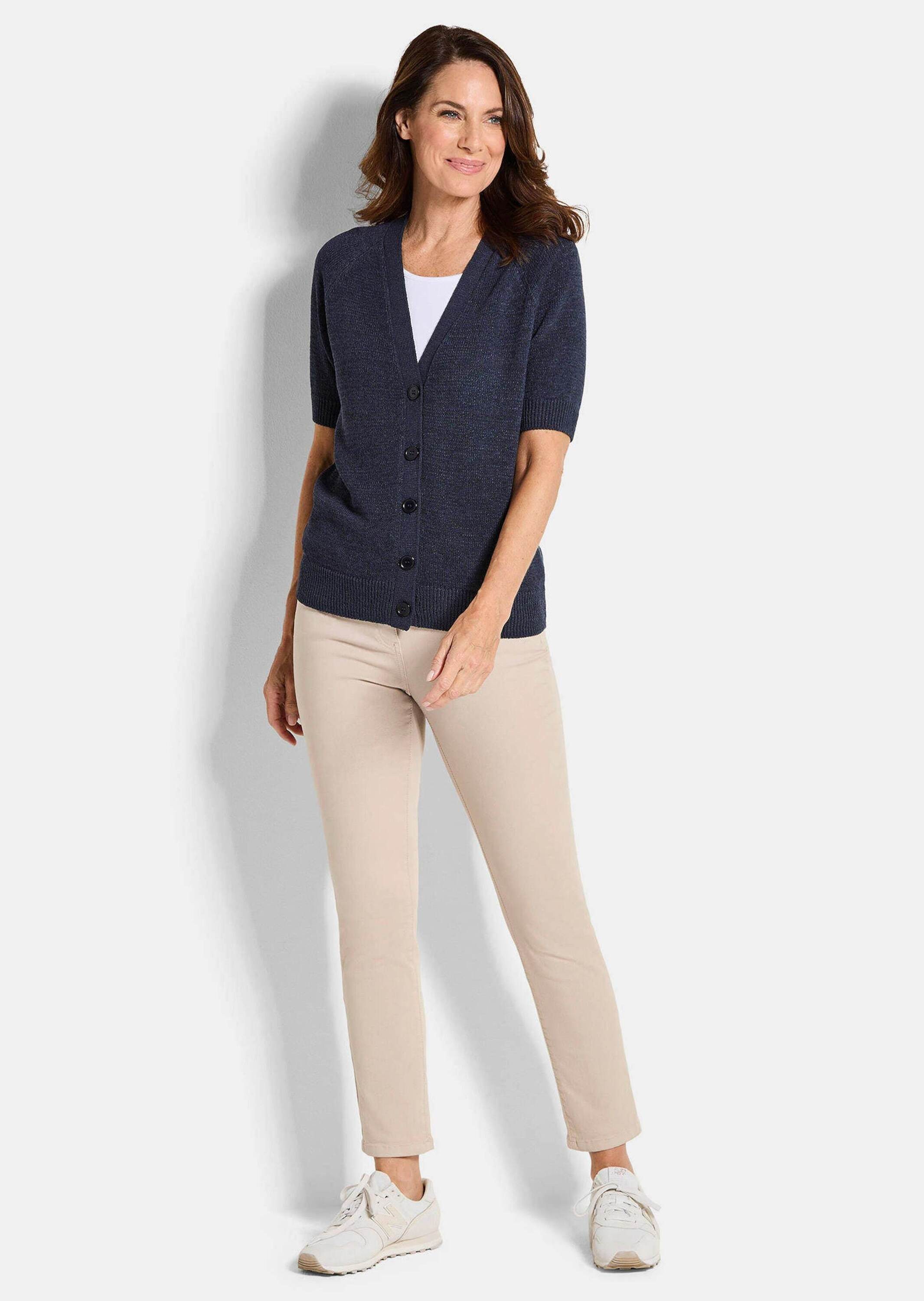 GOLDNER Strickjacke Damen Cardigan in Pink, Halbarm Kurzarm Jäckchen gestri günstig online kaufen