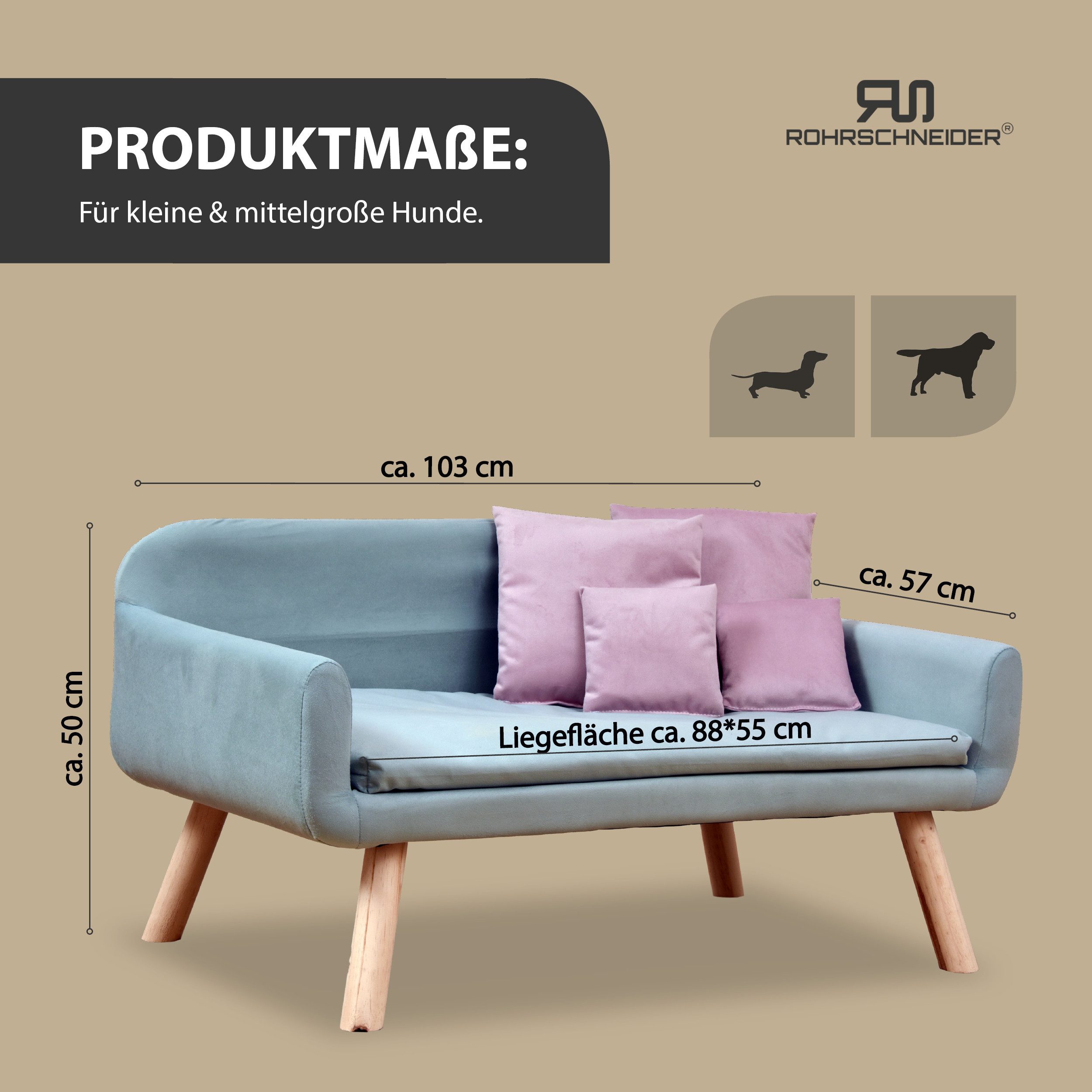 Rohrschneider Tiersofa edles Hundesofa Hundecouch CHICAGO inkl. Hundekotbeutelset