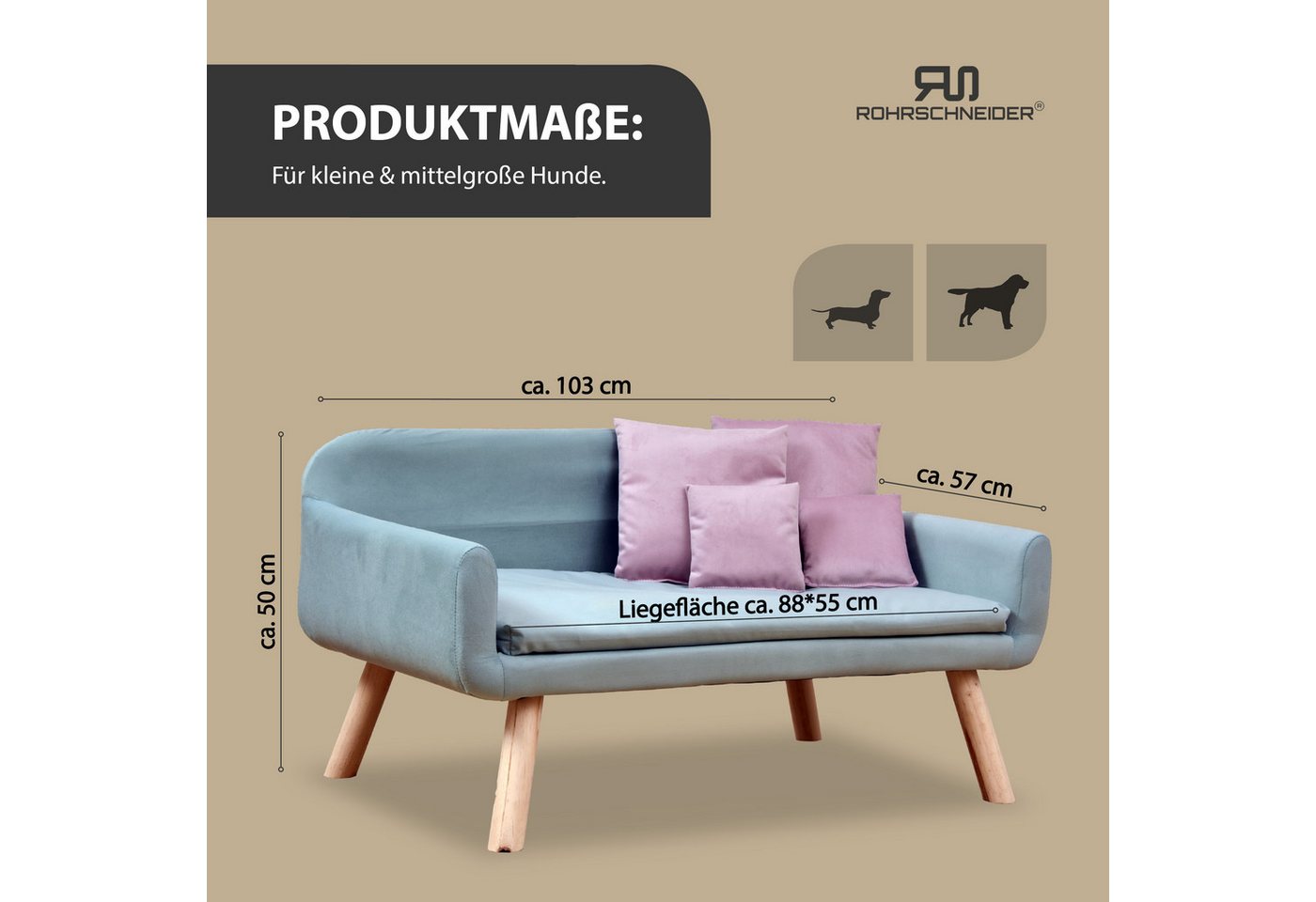 Thumbnail - Rohrschneider Tiersofa edles Hundesofa Hundecouch CHICAGO inkl. Hundekotbeutelset