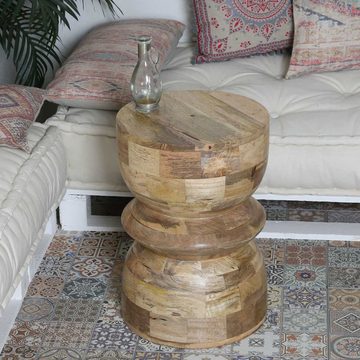 Casa Moro Sitzhocker Orientalischer Holz Hocker MILANO Natur rund aus Massivholz Mango, Kunsthandwerk aus dem Orient