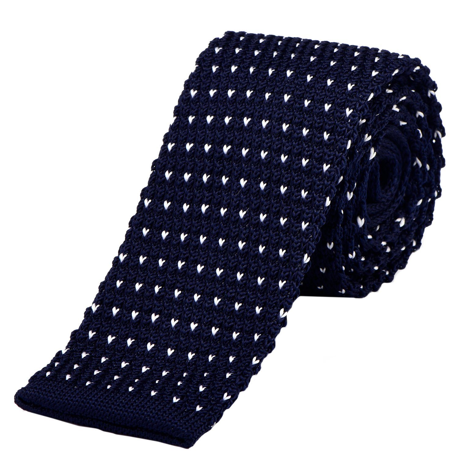 DonDon Krawatte schmale Krawatte 5 cm Wollkrawatte (Packung, 1-St) Strickkrawatte, Retro-Look, für Büro oder festliche Veranstaltungen navyblau