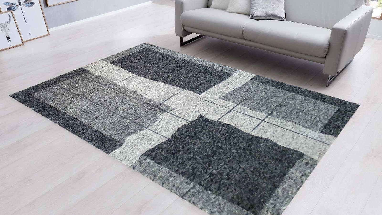 Rug Studios Teppich Designer Teppich ROM Handgeknüpft, Rechteckig, Höhe: 20 mm, Wohnzimmer, 70 x 140 cm, Grau
