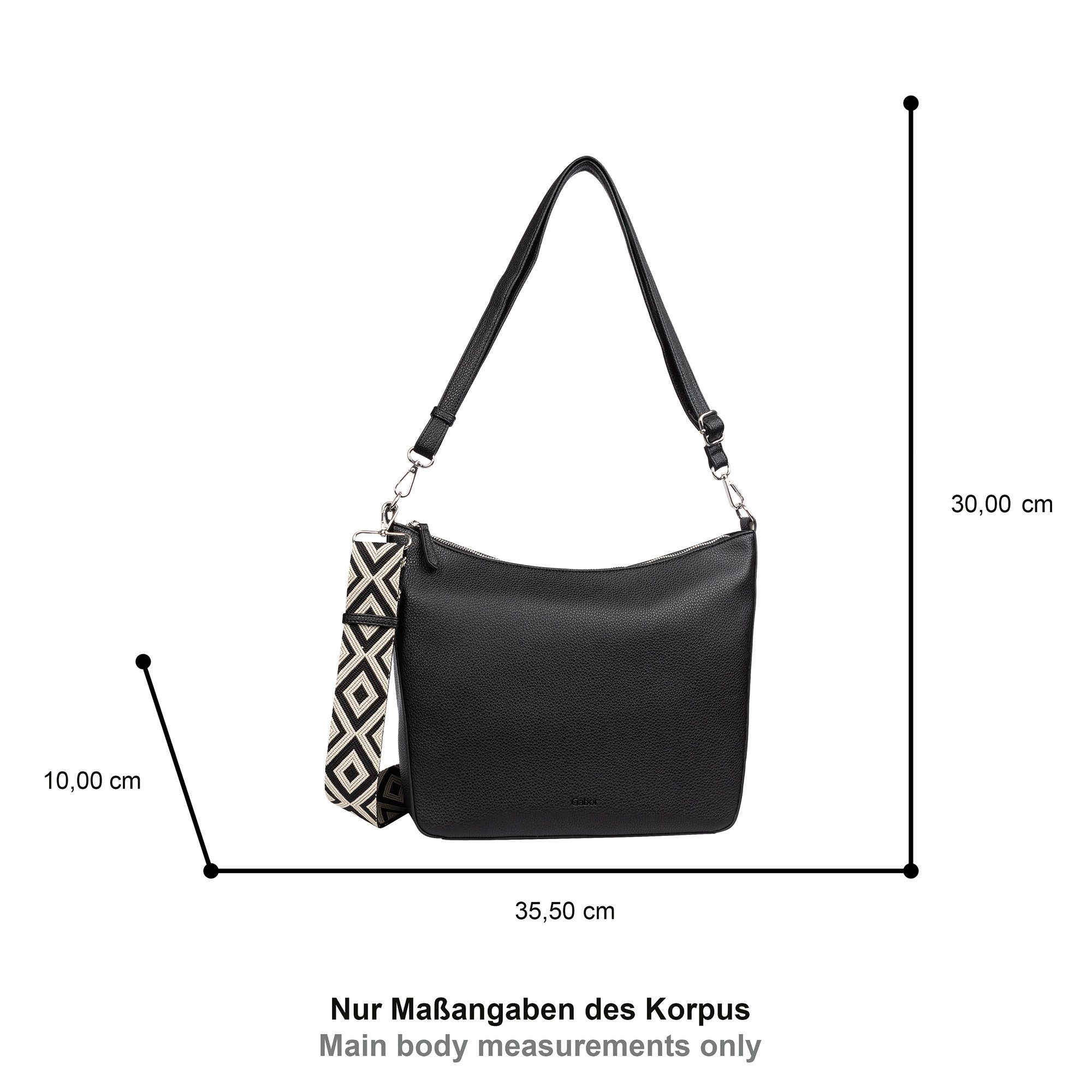 Gabor Hobo Linda (Set, 2-tlg., 2 Schultergurte: 1 Gewebeband, 1 aus hochwertigem Kunstleder), weiches Kunstleder mit elegantem Schultergurt aus edlem Gewebeband