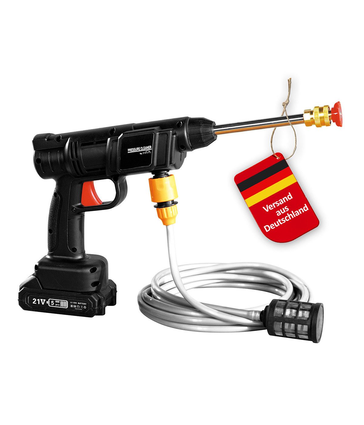 Genius Akku-Druckreiniger Genius Pressure Cleaner Akku Druckreiniger 12-TLG., (Set 12-tlg., Starterset), Akku betrieben, Anwendung auch ohne Wasseranschluss möglich, kompakt