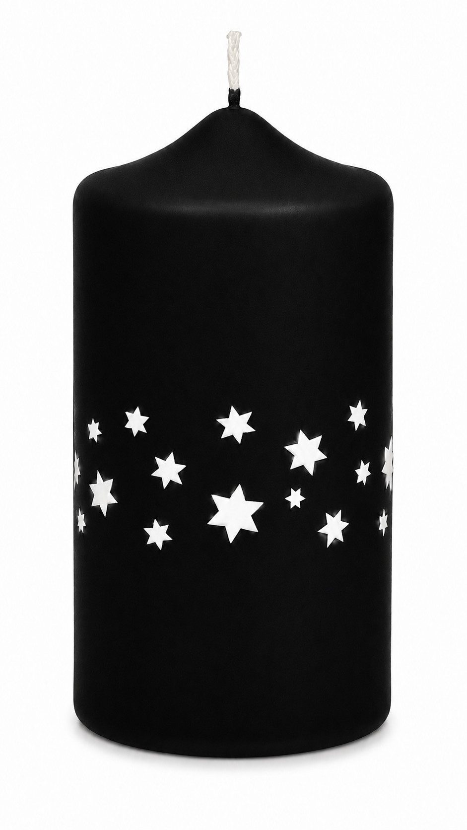 Kopschitz Kerzen Adventskerze Adventskerzen Estrellas in Samtlook Schwarz 15 x 7 cm, 4er Set
