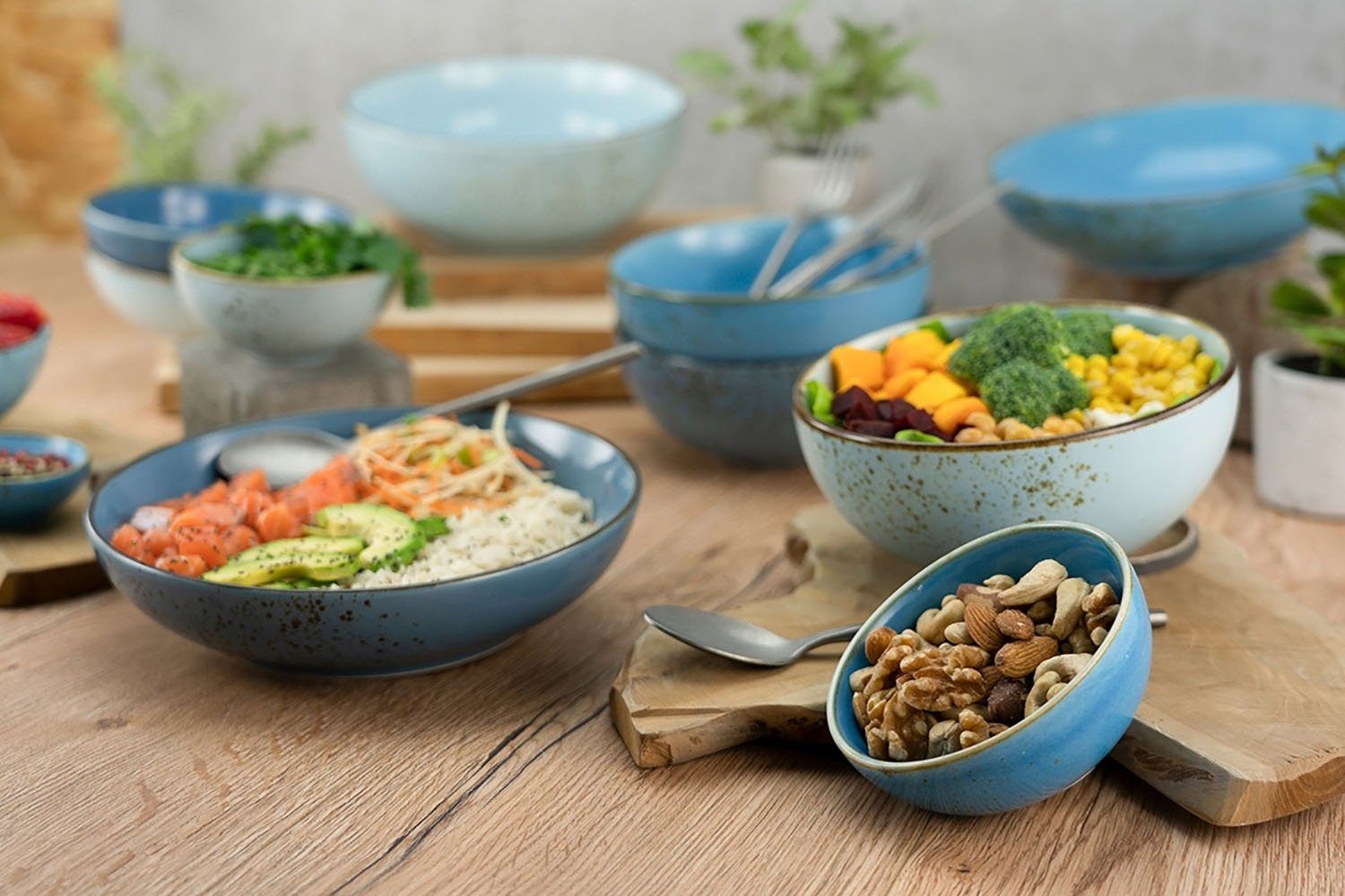 CreaTable Schale Poke Bowl NATURE COLLECTION, Blau, Steinzeug