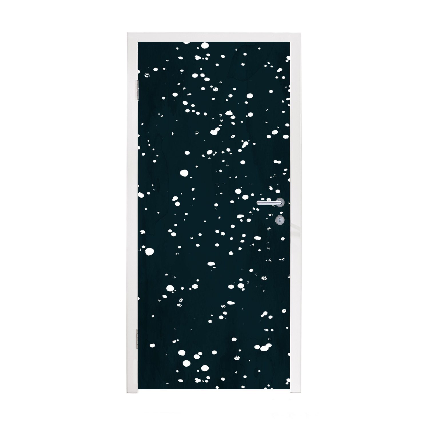 MuchoWow Türtapete Polka dots - Schwarz - Weiß, Matt, bedruckt, (1 St), Fototapete für Tür, Türaufkleber, 75x205 cm