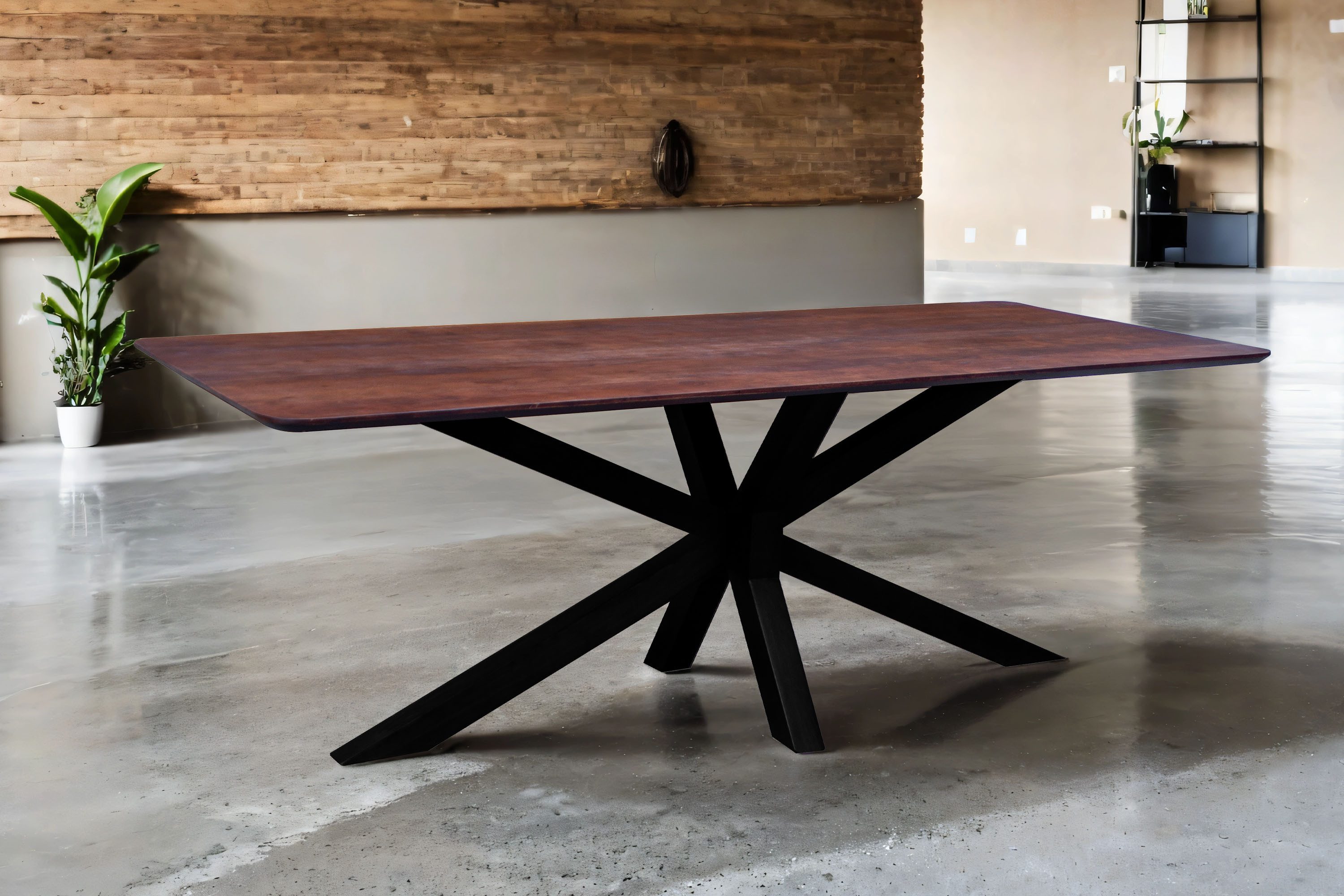 SAM® Esstisch Pietra, Akazienholz, echte Baumkante oder Schweizer Kante, Spider-Gestell