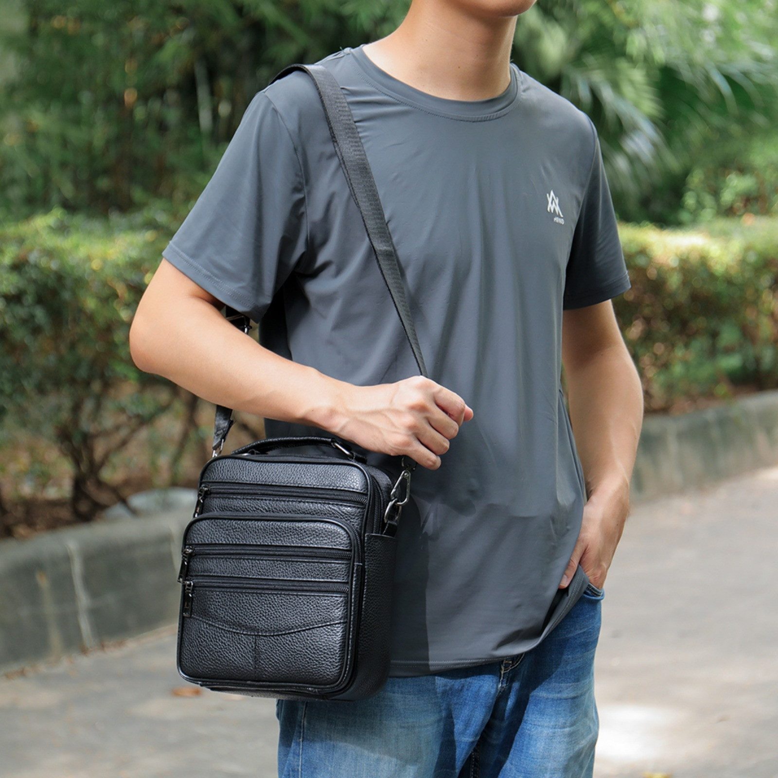 YUBRO-STUDIO Umhängetasche Herren Leder Umhängetasche Echtleder Schultertas günstig online kaufen