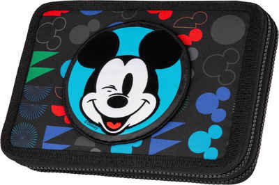 CoolPack Federmäppchen Etui XL, Disney, Mickey Mouse, mit 2 Reißverschlüssen, befüllt