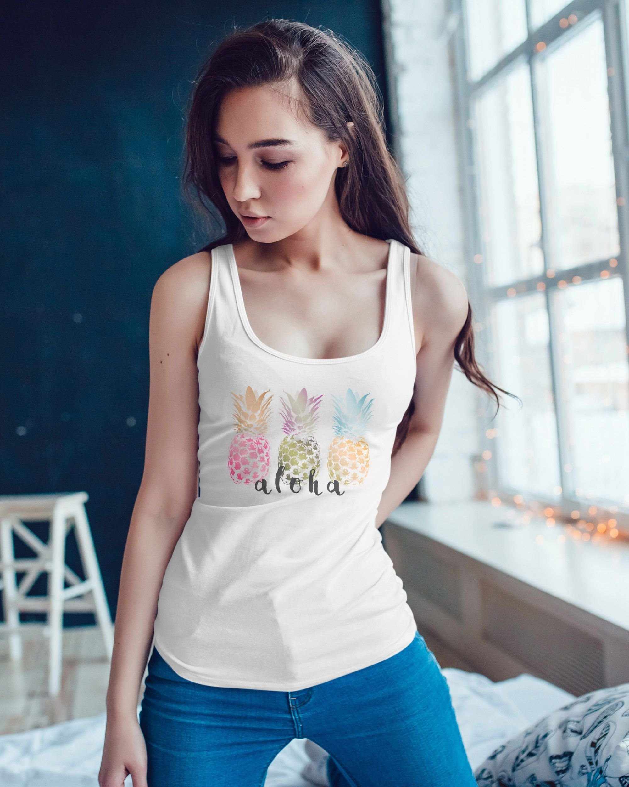 Neverless Tanktop Damen Tank-Top Aloha Ananas günstig online kaufen