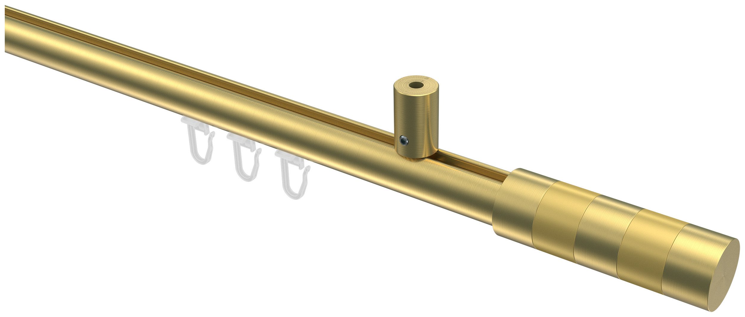 INTERDECO Innenlaufschiene Sonius Mavell, Ø 20 mm, 1-läufig, Fixmaß, kürzbar, Deckenmontage, Aluminium, Messing-Optik