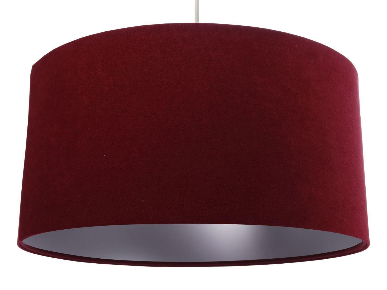 Licht-Erlebnisse Pendelleuchte AIMEE, ohne Leuchtmittel, Hängelampe Stoff Schirm Bordeaux-Rot Silber Ø 40 cm Wohnzimmer