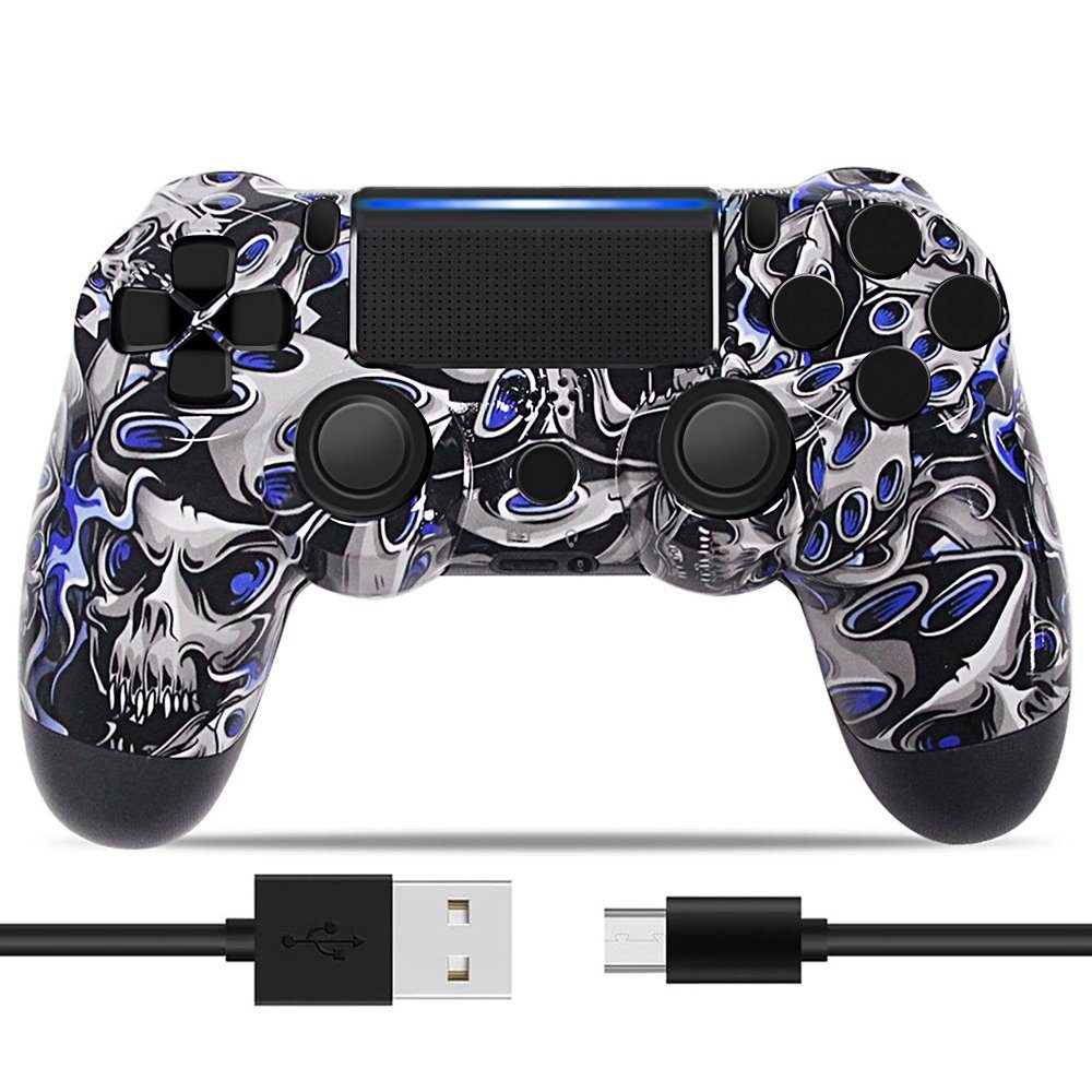 Blau-Todesgeist Gamepad, KINSI PlayStation Bluetooth, Controller, Wireless für PS4, 4-Controller