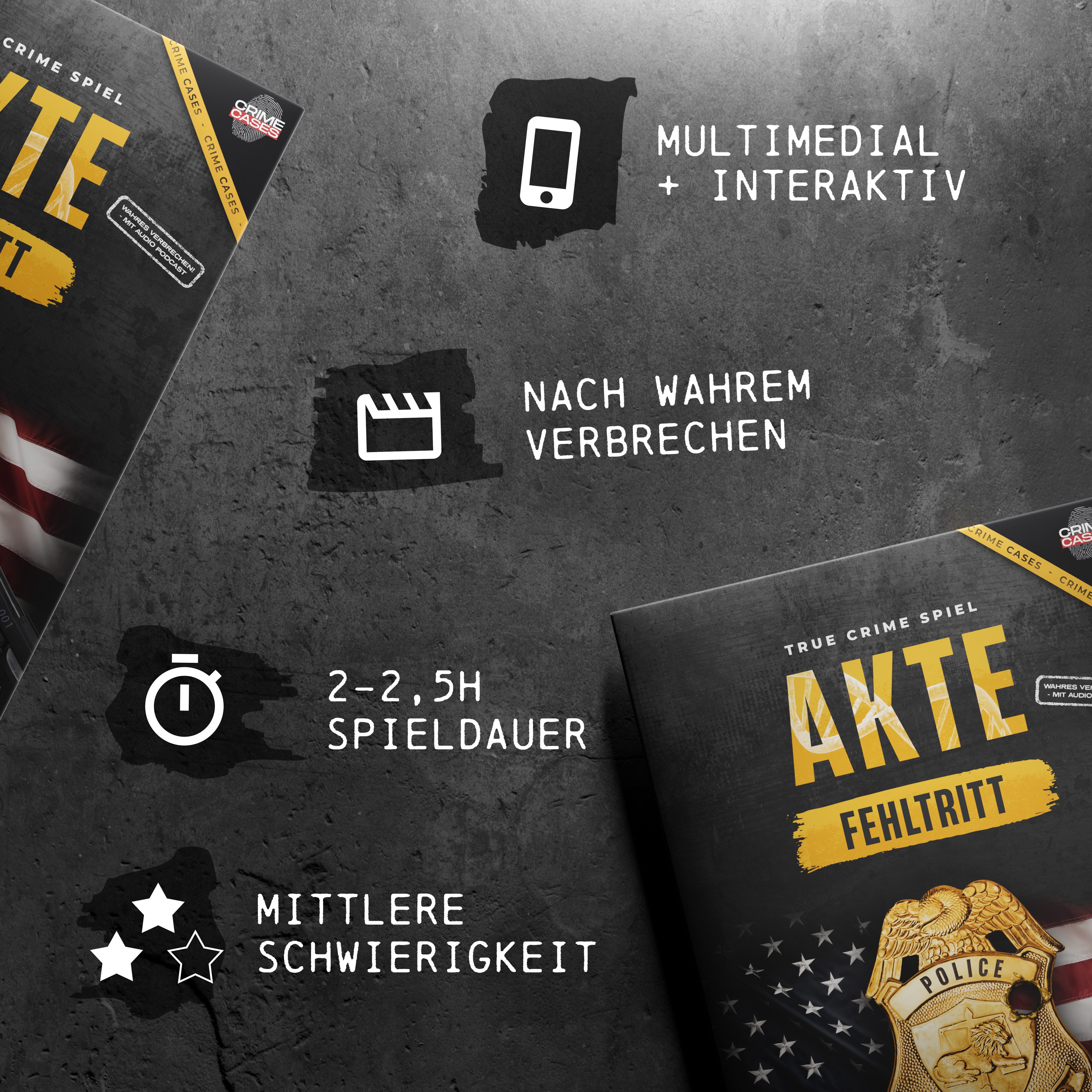 CRIMECASES Spiel True Crime Spiel: Akte Fehltritt, Krimispiel für Erwachsene, Cold Cases Fallakte mit Hörspiel: für 2-6 Personen ab 14 Jahren