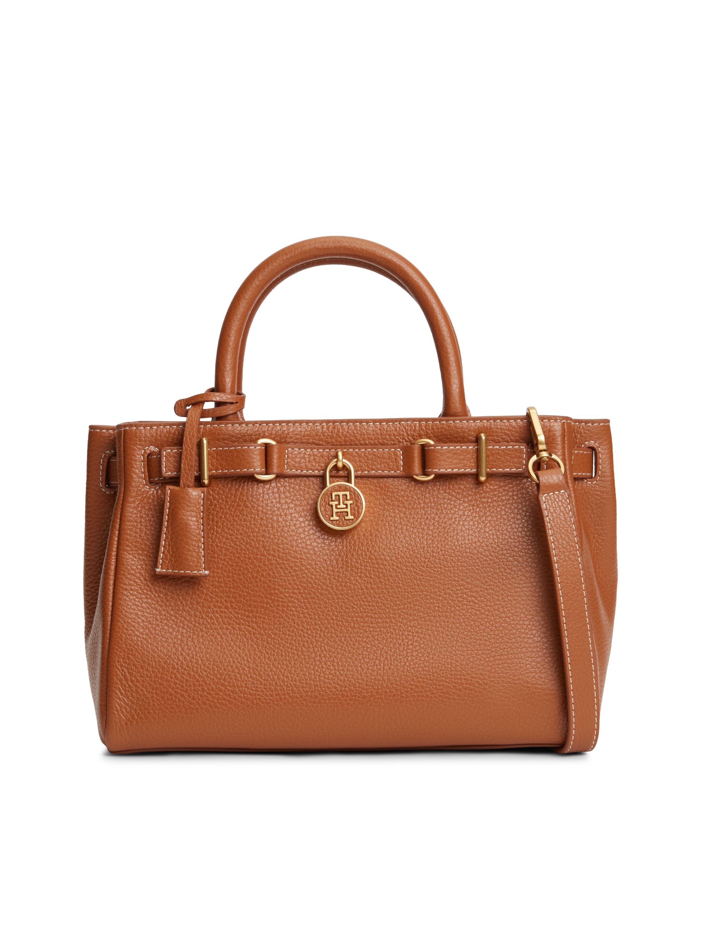 Tommy Hilfiger Henkeltasche AMERICAN ICON MINI TOTE LEATHER, Damen Tragetasche, Businessbag mit Zierriegel und Schloss