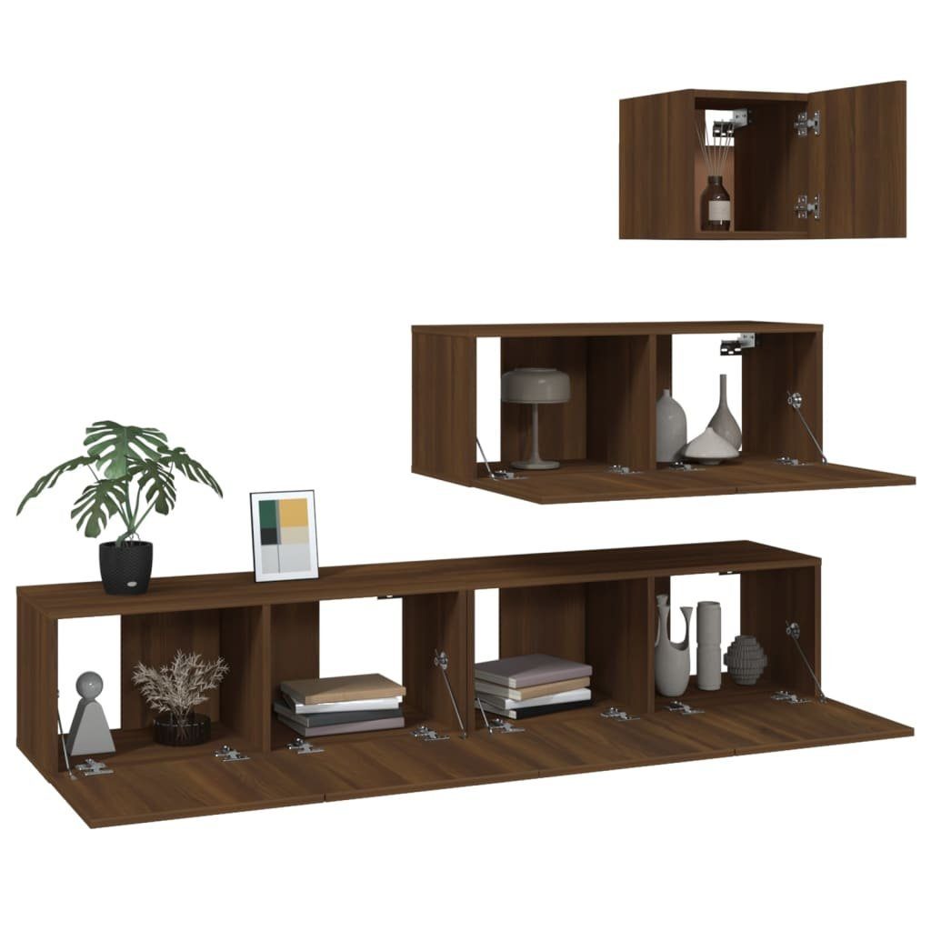 Braun vidaXL TV-Schrank-Set 4-tlg. Holzwerkstoff (4-St) TV-Schrank Eichen-Optik Braune Eiche