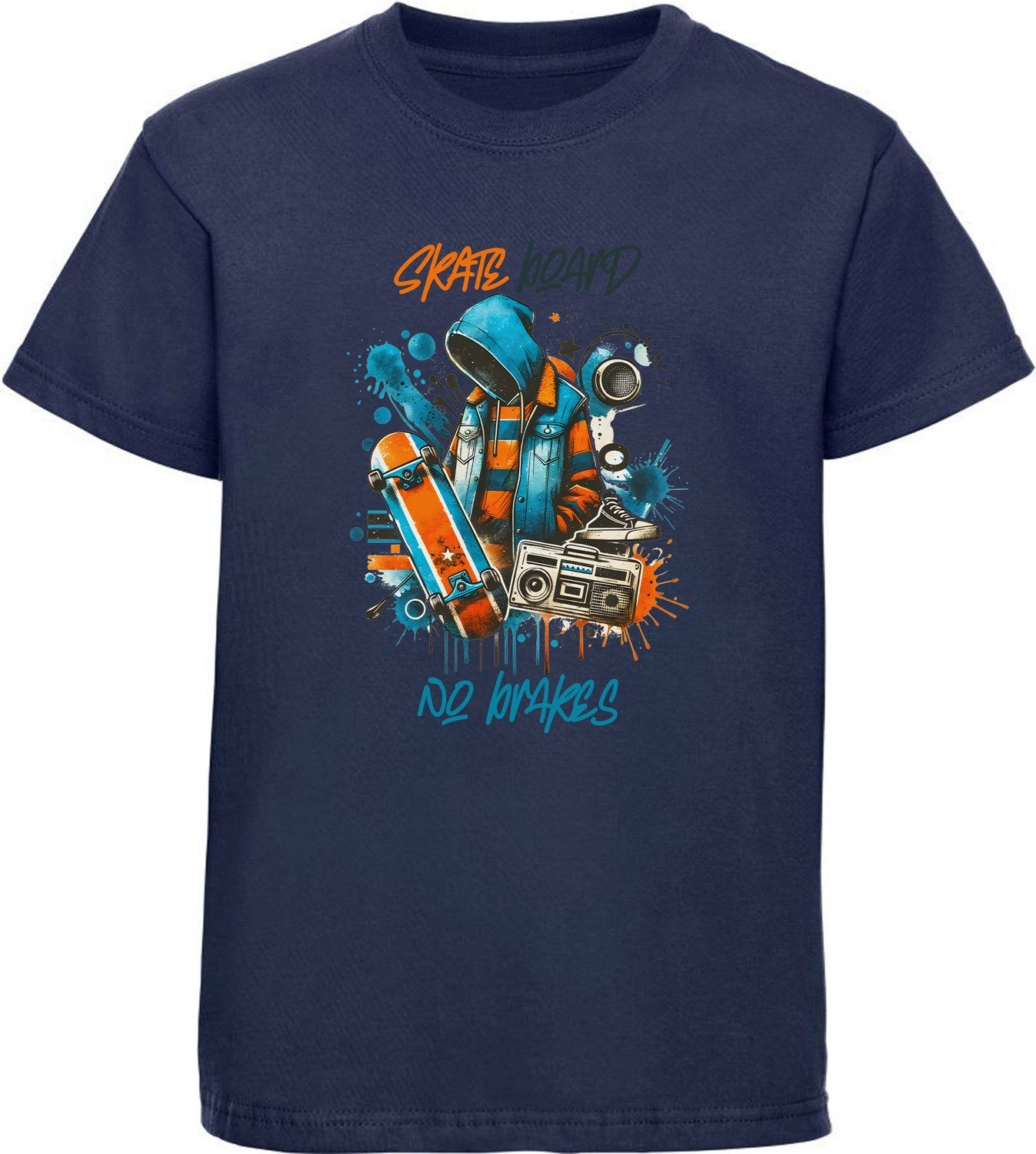 T-Shirt Kinder Print Shirt Skateboard no brakes Aufschrift