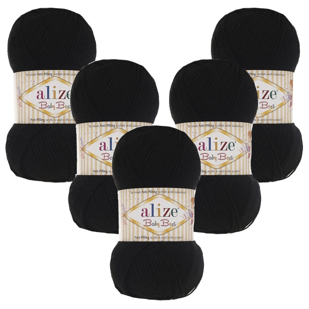 Häkelwolle 5 x ALIZE Baby Best 60 Black