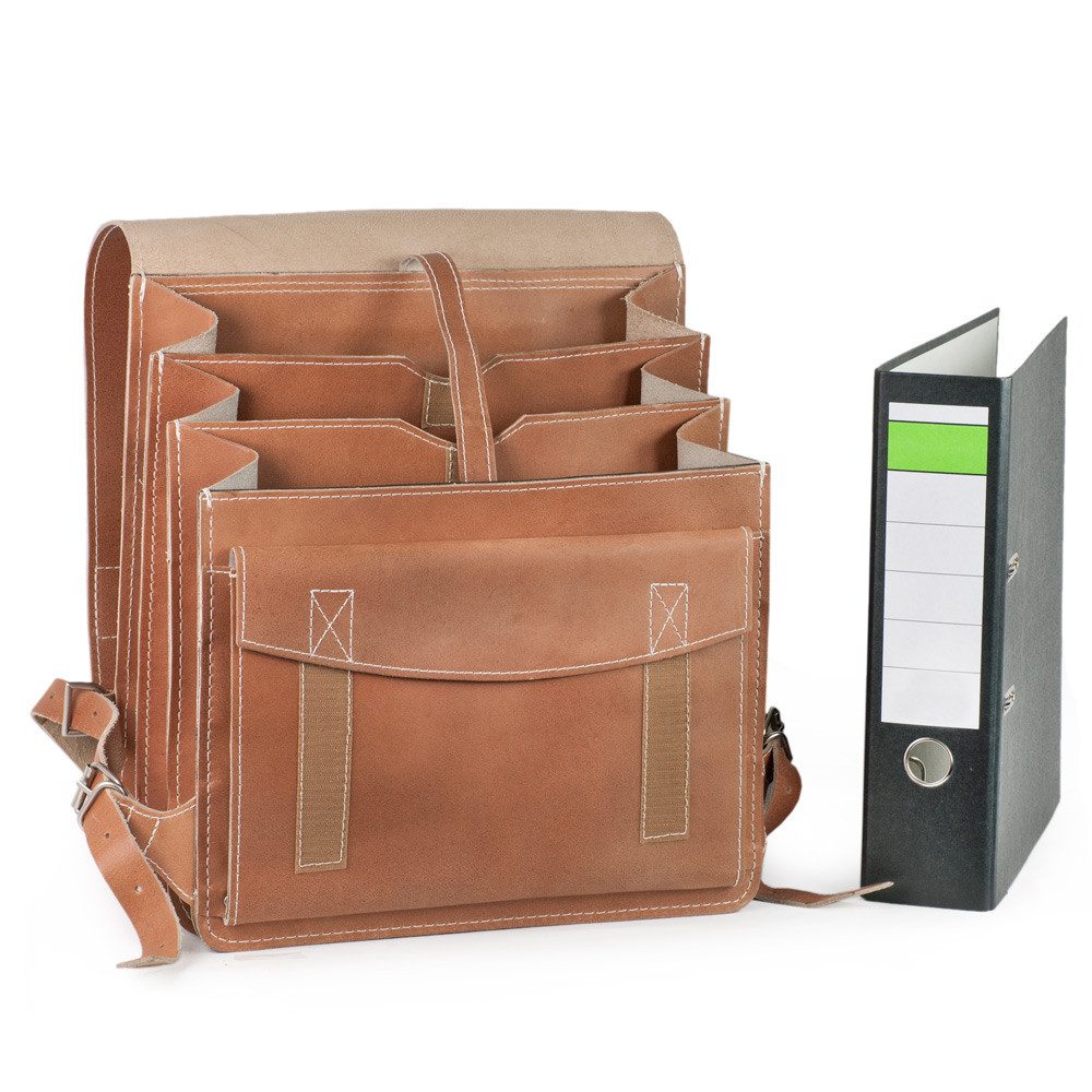 Jahn-Tasche Schulrucksack Großer Lehrer-Rucksack in XL, Leder, Braun Marmoriert, Jahn-Tasche 670