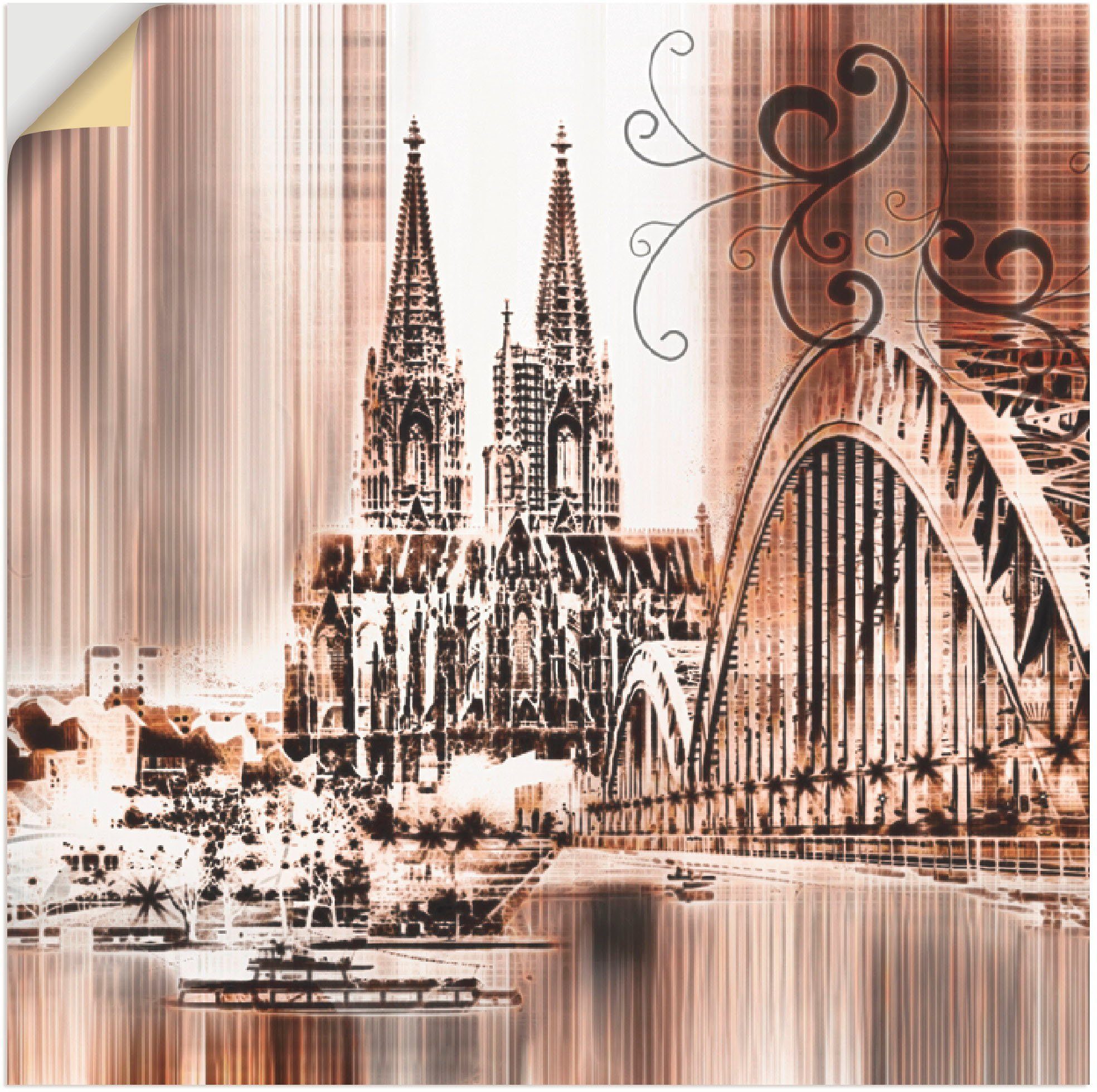 Artland Wandbild Köln Skyline Collage VI, Architektonische Elemente (1 St), als Leinwandbild, Wandaufkleber oder Poster in versch. Größen