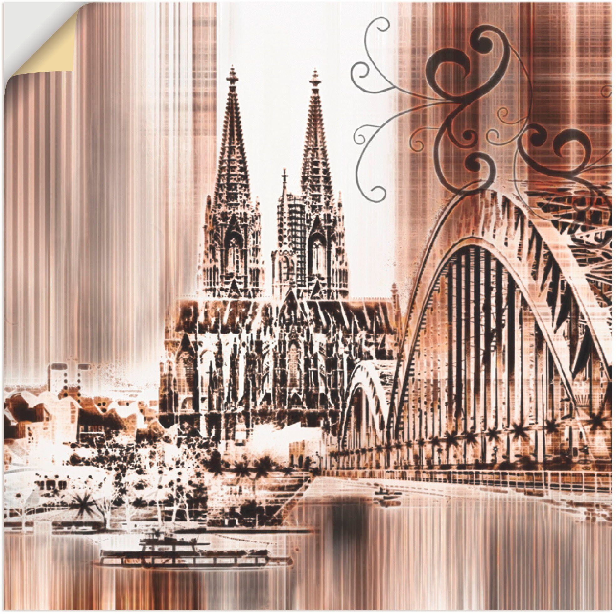 verschied. Größen Skyline Wandbild (1 Köln St), Artland Collage als in VI, Architektonische Leinwandbild, Elemente Wandaufkleber