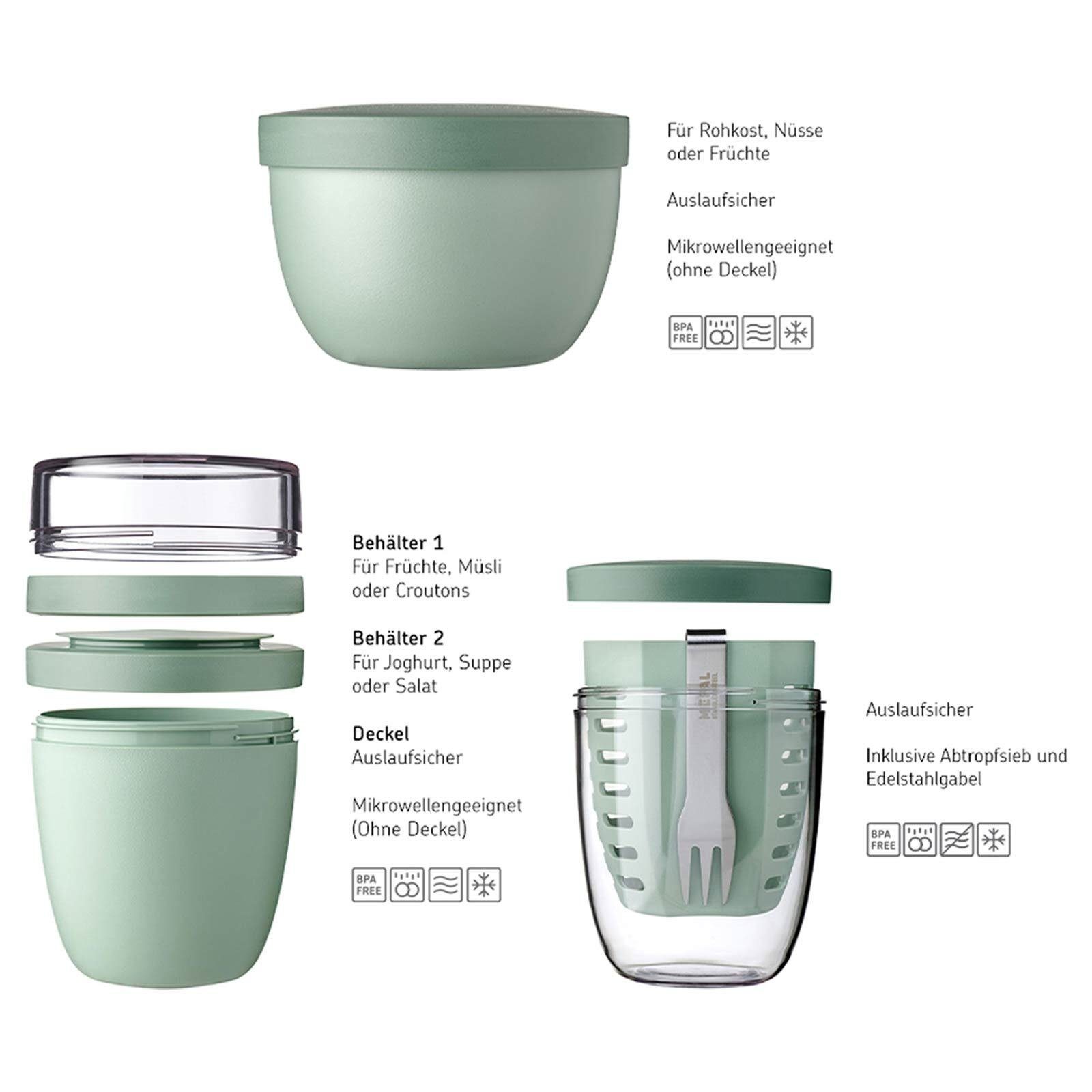 Mepal Lunchbox Ellipse Lunchpot, Fruitpot und Snackpot 3er Set, Kunststoff, (3-tlg)