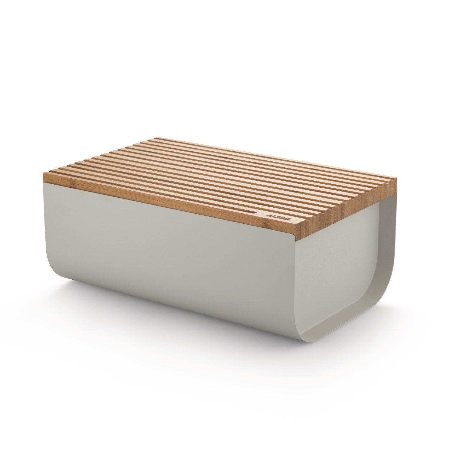 Alessi Brotkasten Mattina Warm Grey, Edelstahl, Bambusholz, (1-tlg)