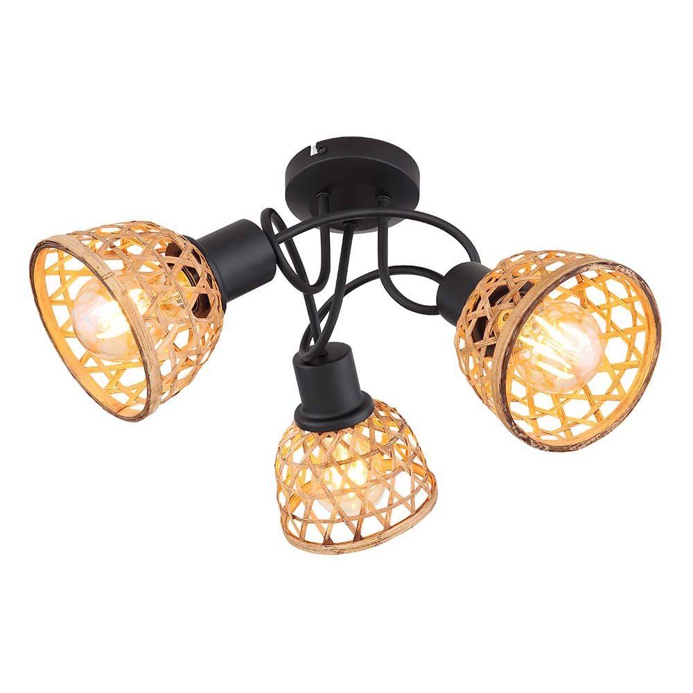 Deckenlampe Spotleuchte LED Leuchtmittel Bambusgeflecht inklusive, Warmweiß, Deckenleuchte Deckenleuchte, etc-shop