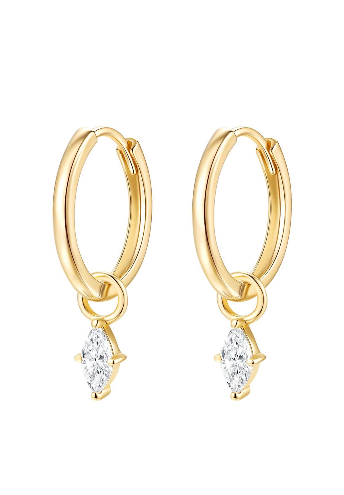 Dear Me Paar Creolen mit Diamantanhänger Klarheit, Massiv Echtgold 585, Ele günstig online kaufen