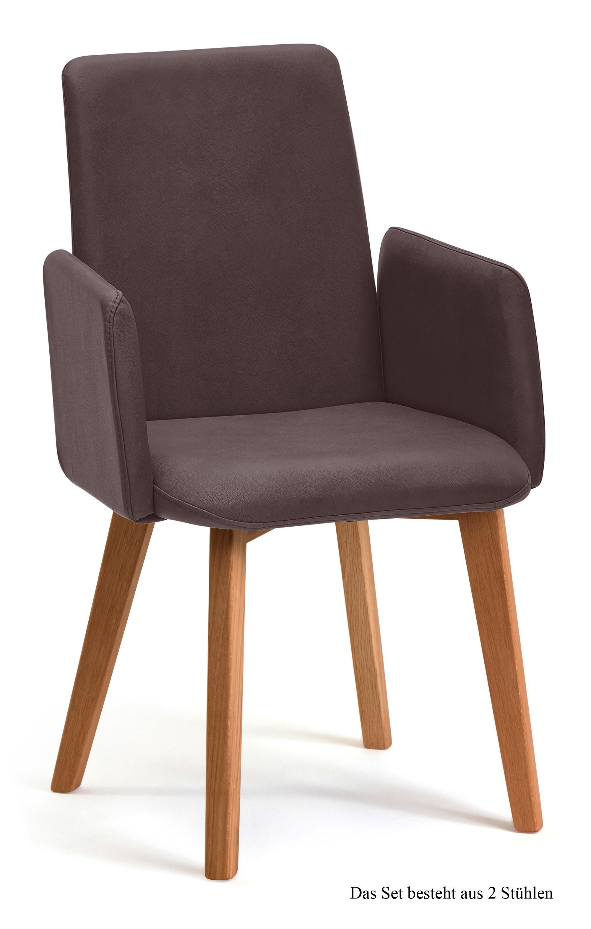 58 aufm Kessel Esszimmerstuhl Armlehnstuhl (2er-Set) Darcie 52x92x60 Eiche geölt/Khaki (Lieferung bis Verwendungsstelle, 2 St), Stabiles Gestell aus Massivholz pflegeleichter Bezug aus Microfaser