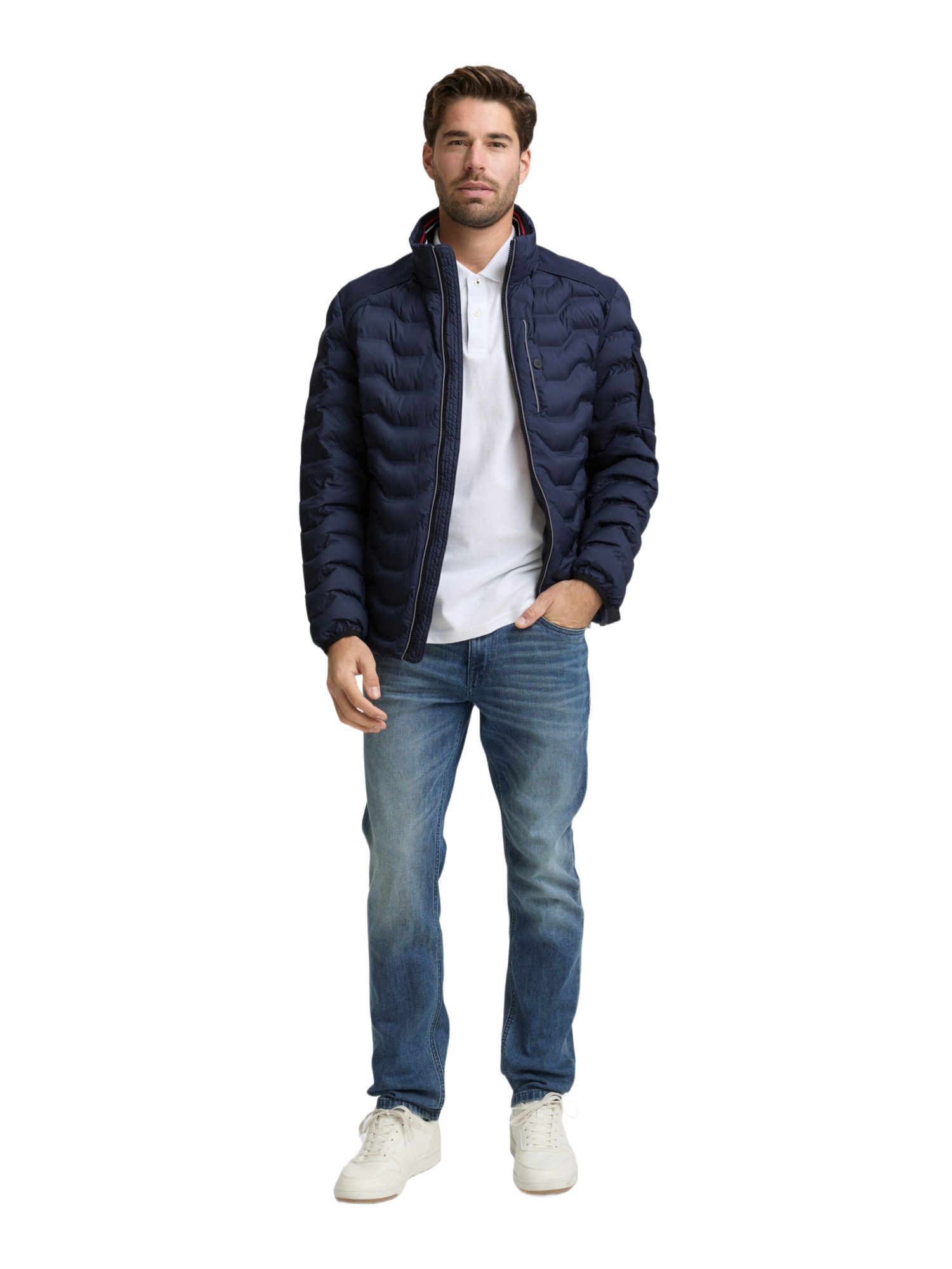 TOM TAILOR Funktionsjacke O blau,Casual,Polyester,Stehkragen,Lang,Regular Fit