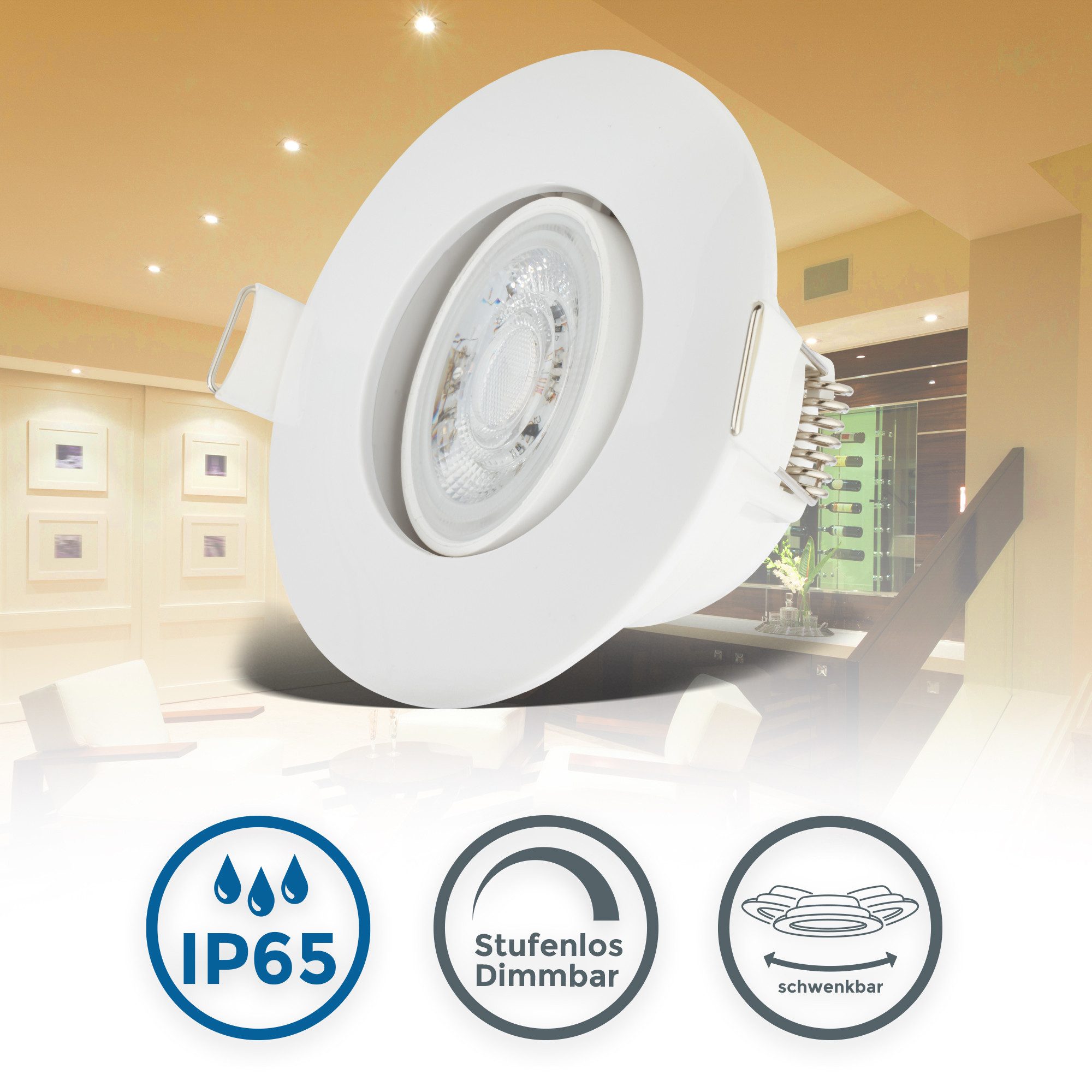 B.K.Licht LED Einbauleuchte 5er Set Bad günstig online kaufen