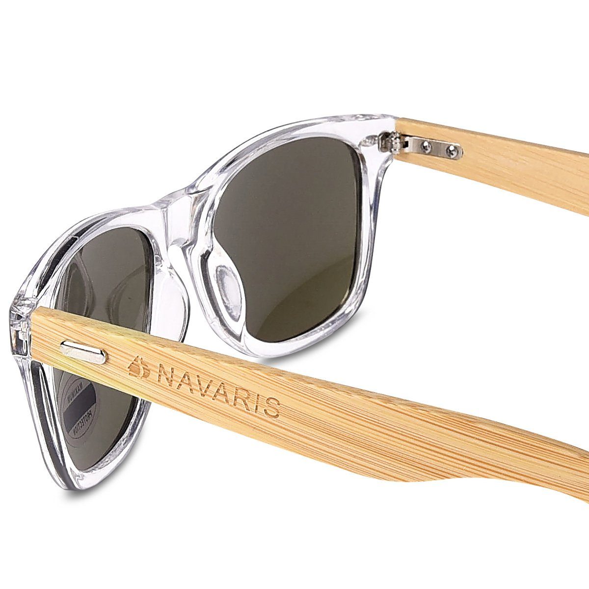 - Bügeln UV400 Holzbrille Navaris Transparent Bambus Sonnenbrille Etui mit Brille Unisex mit