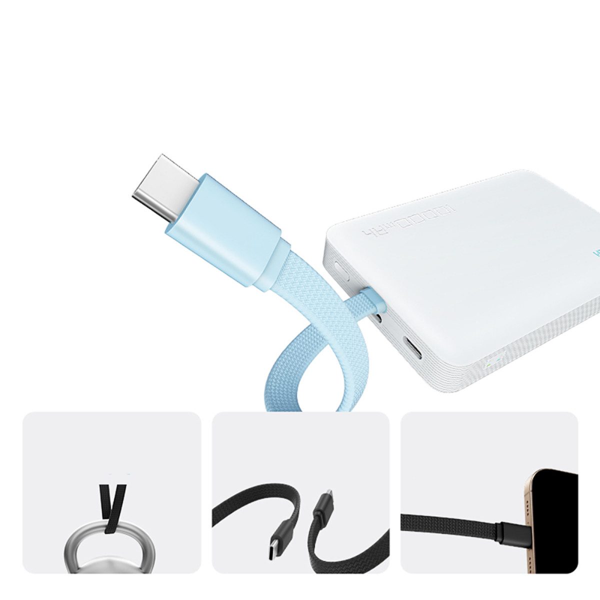 Cuktech CP132ML Powerbank 10000 mAh (5, 9, 10 V), Magnetische Powerbank mit integriertem USB-C Kabel