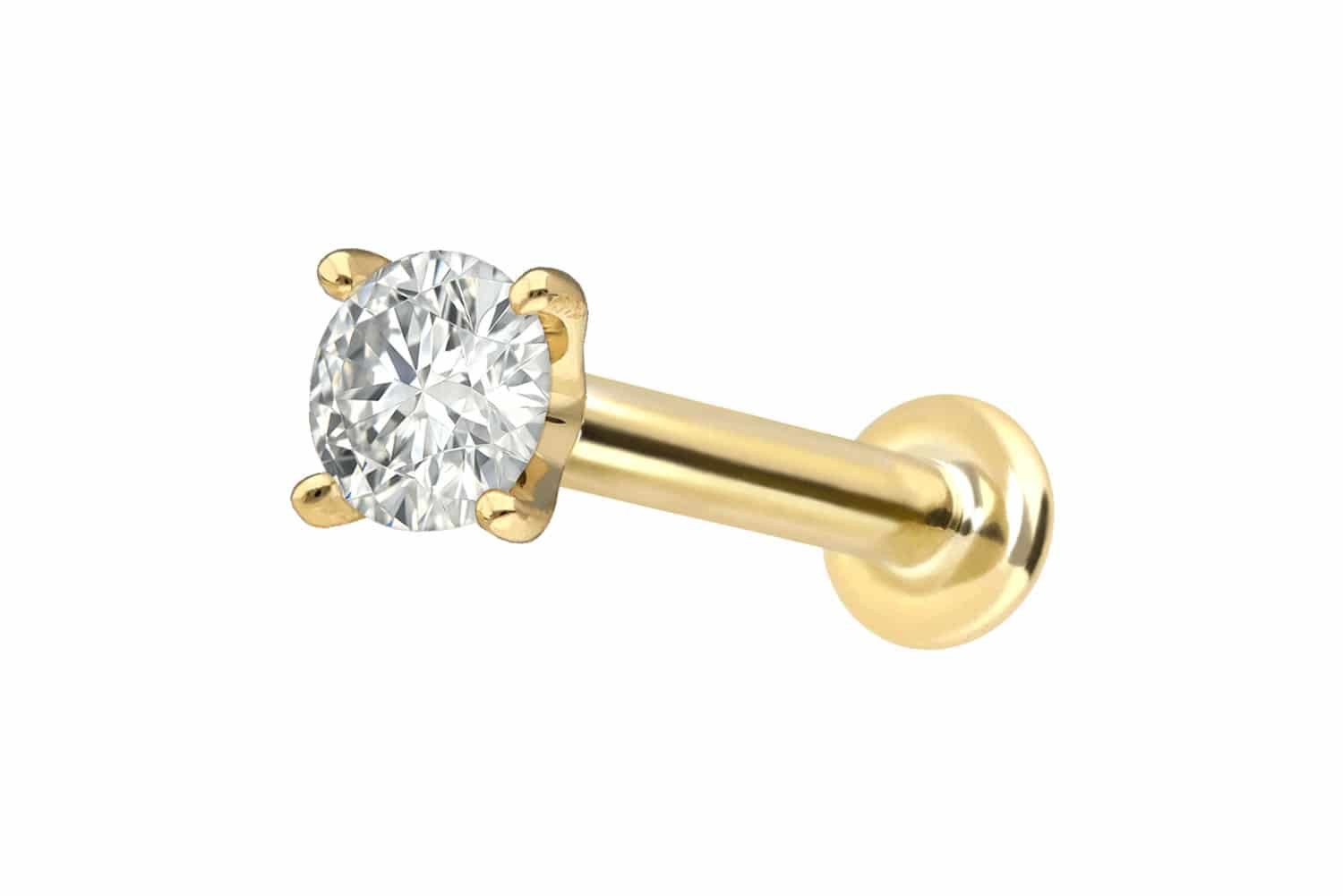 PIERCINGLINE Piercing-Set 18 Karat Gold Labret mit Innengewinde DIAMANT (Labrets, 1-tlg)