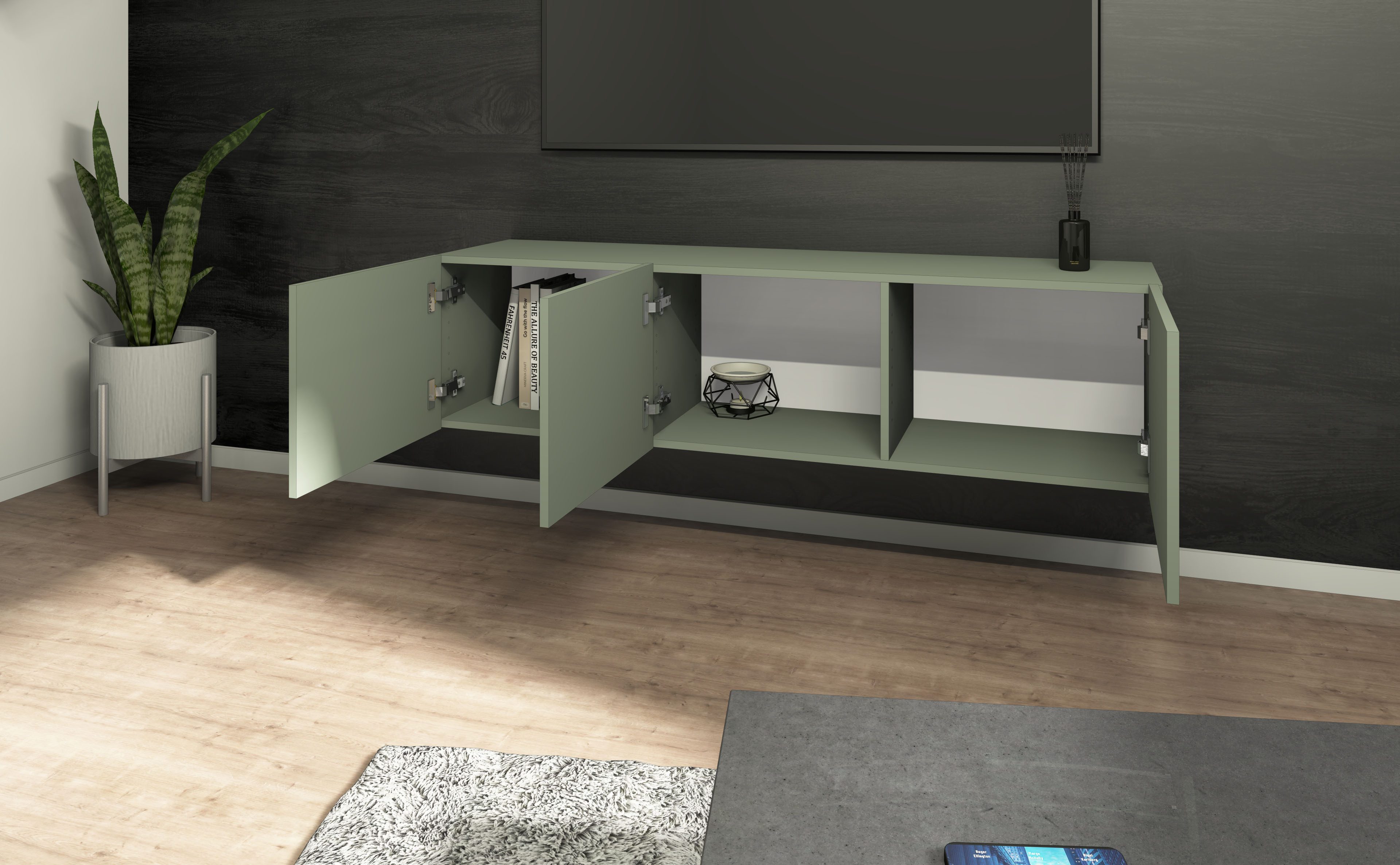 borchardt Möbel Lowboard Sophia, TV-Schrank mit 3 Türen, hängend oder stehend, Breite 139 cm mit 3 Türen, stehend und hängend