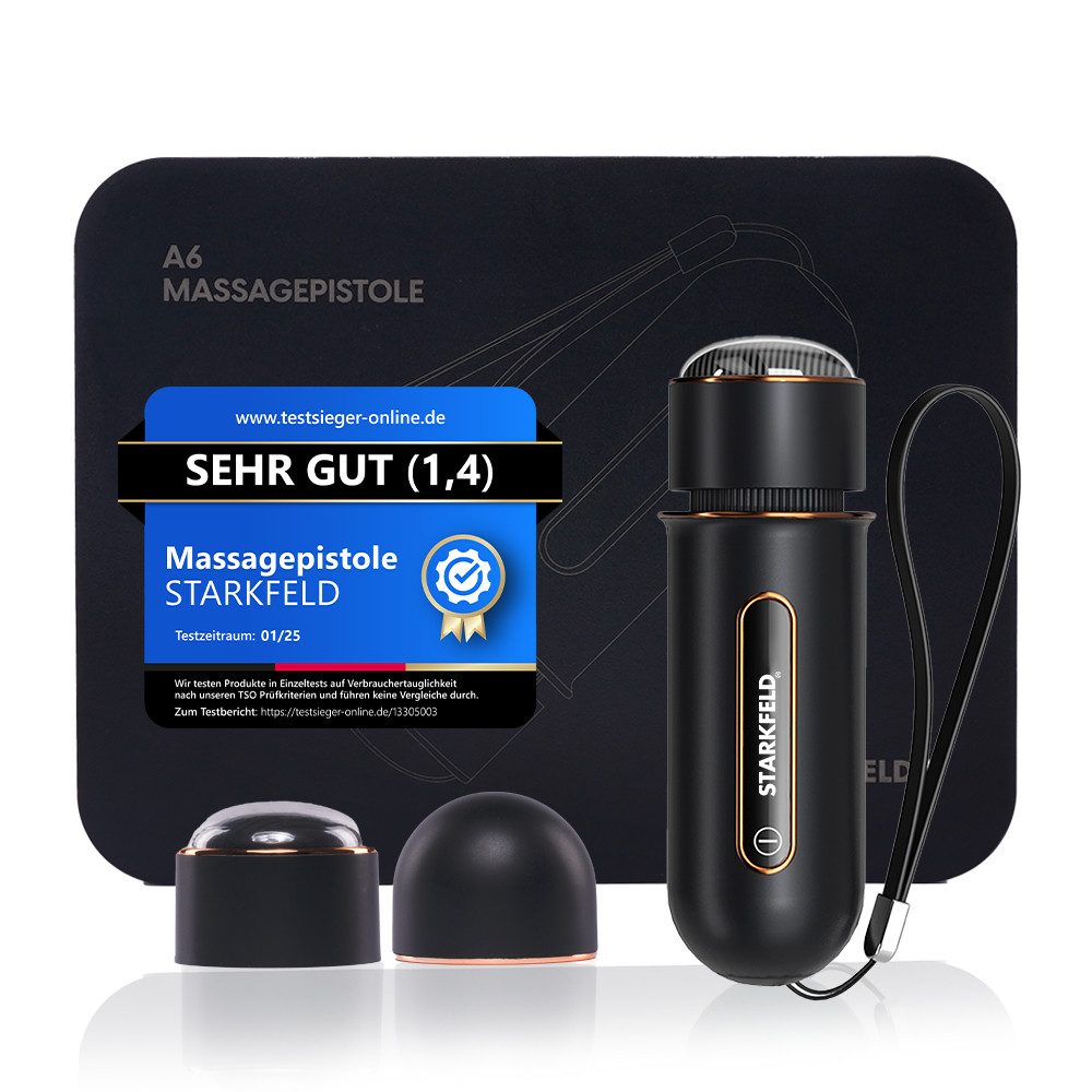 STARKFELD Massagepistole STARKGUN® Mini & Deluxe, Testsieger Massagepistole, German Engineering, Ultimate Edition, 4 Aufsätze inkl. hochwertiger Aufbewahrungsbox